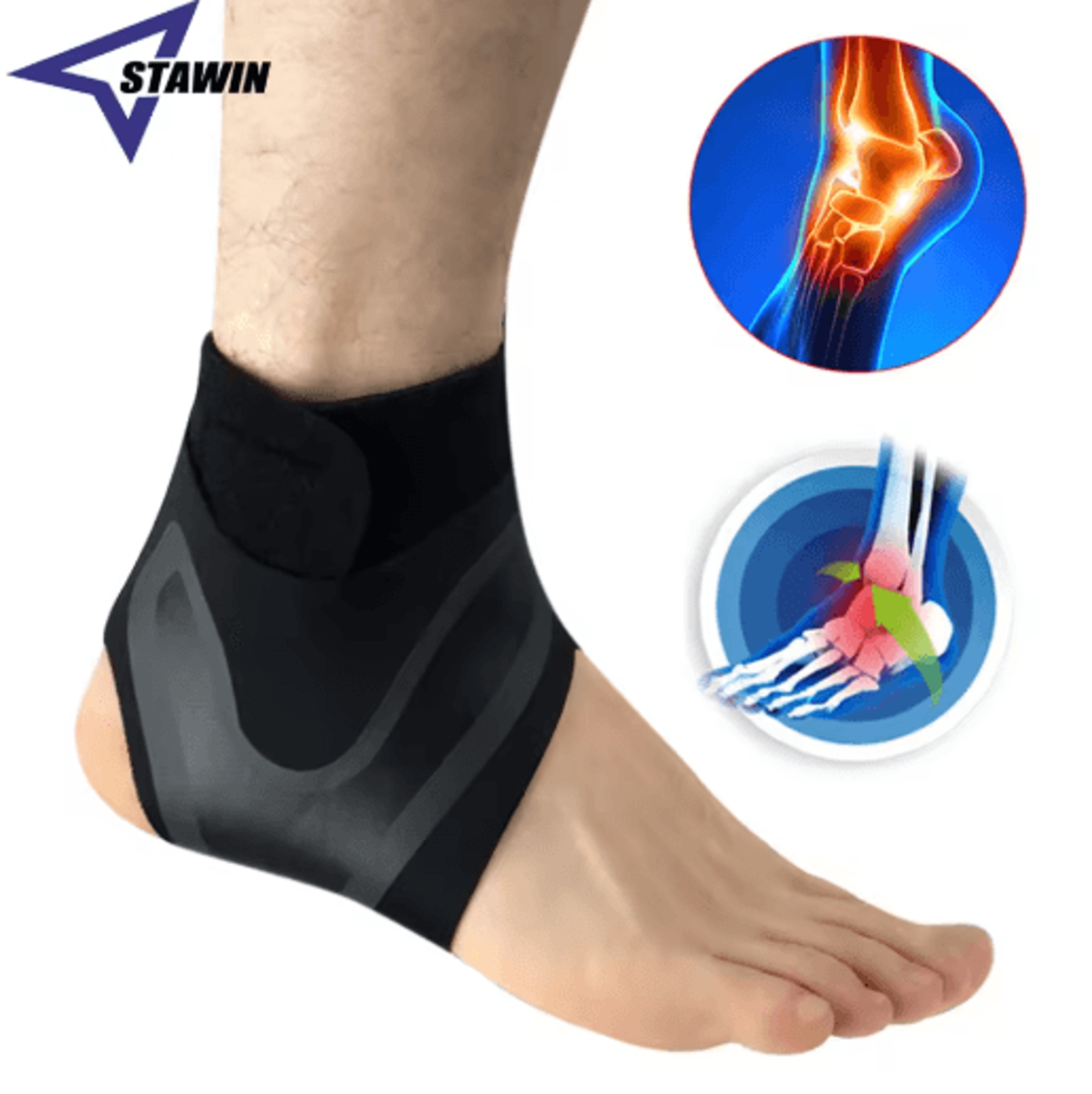 adjustable left or right ankle compression sleeve – pressurized foot and heel support sock