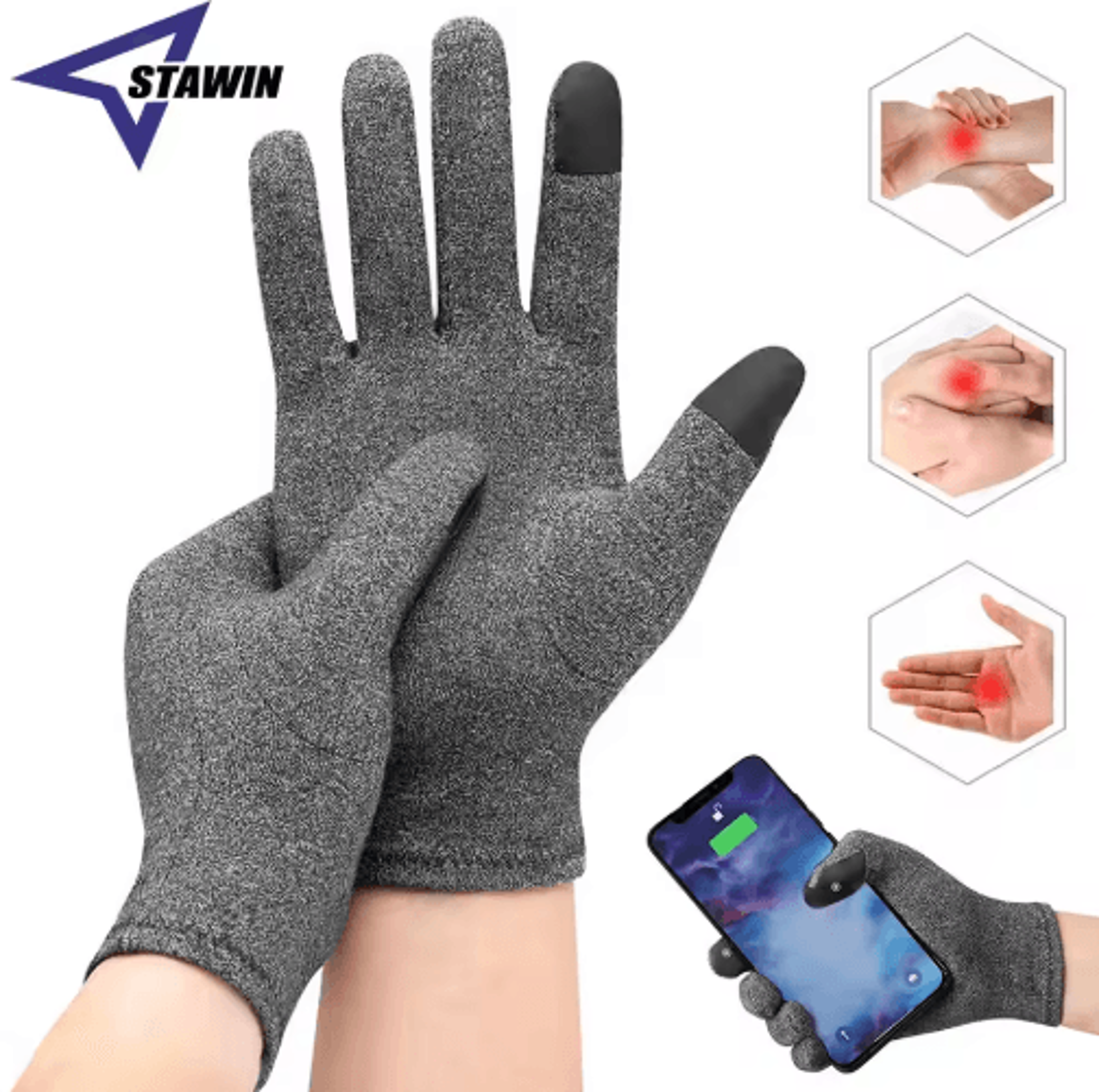 copper compression arthritis gloves full finger for hand pain relief, wrist & thumb support