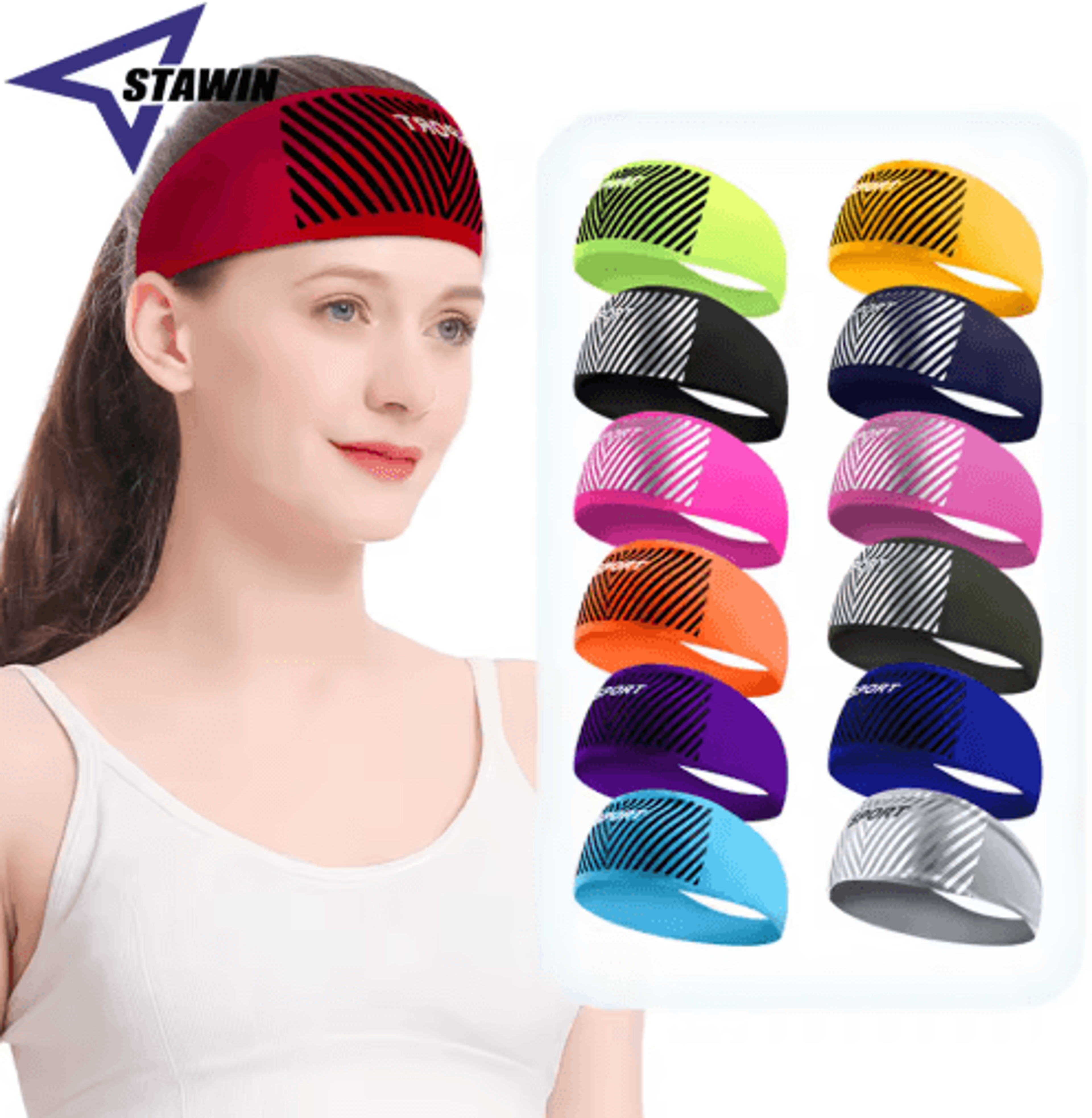absorbent sports sweat headband for running, gym, yoga & outdoor fitness