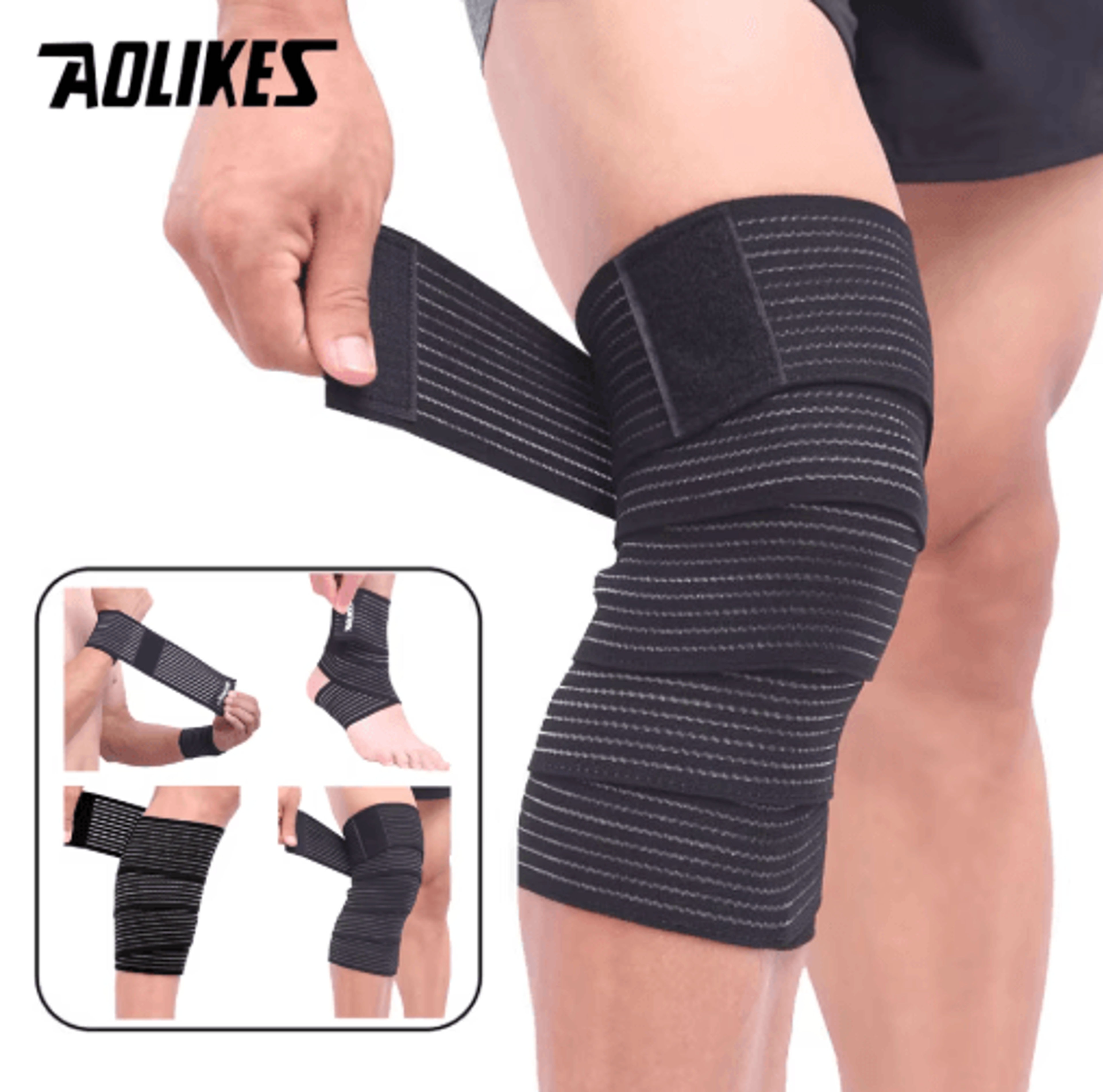 aolikes adjustable compression bandage wrap for knee, elbow, wrist & leg support