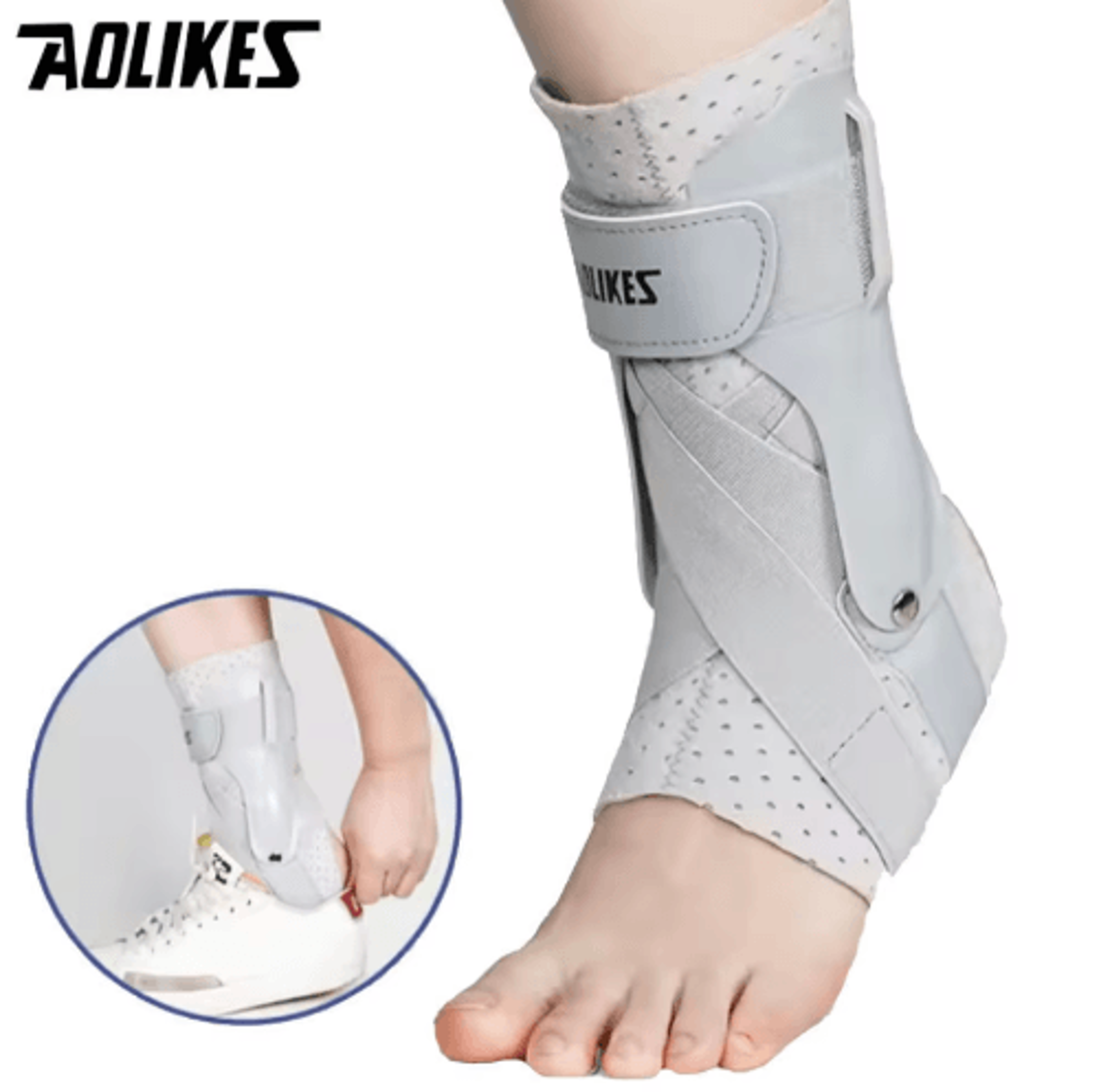 aolikes ankle brace with side stabilizers – adjustable ankle support brace for sprained ankles & sports protection