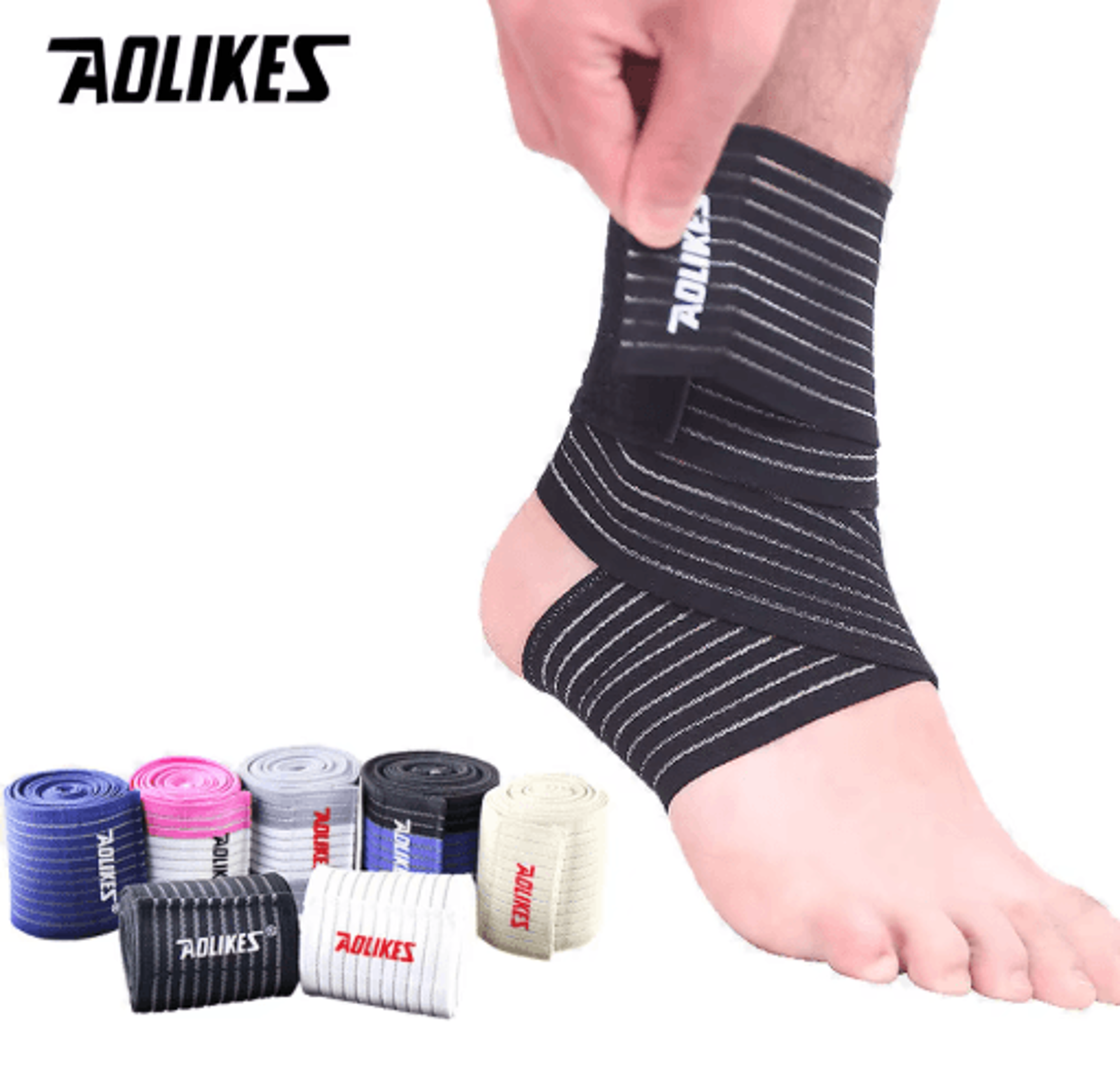 aolikes elastic ankle support wrap – professional ankle compression bandage for sports, gym & joint stability