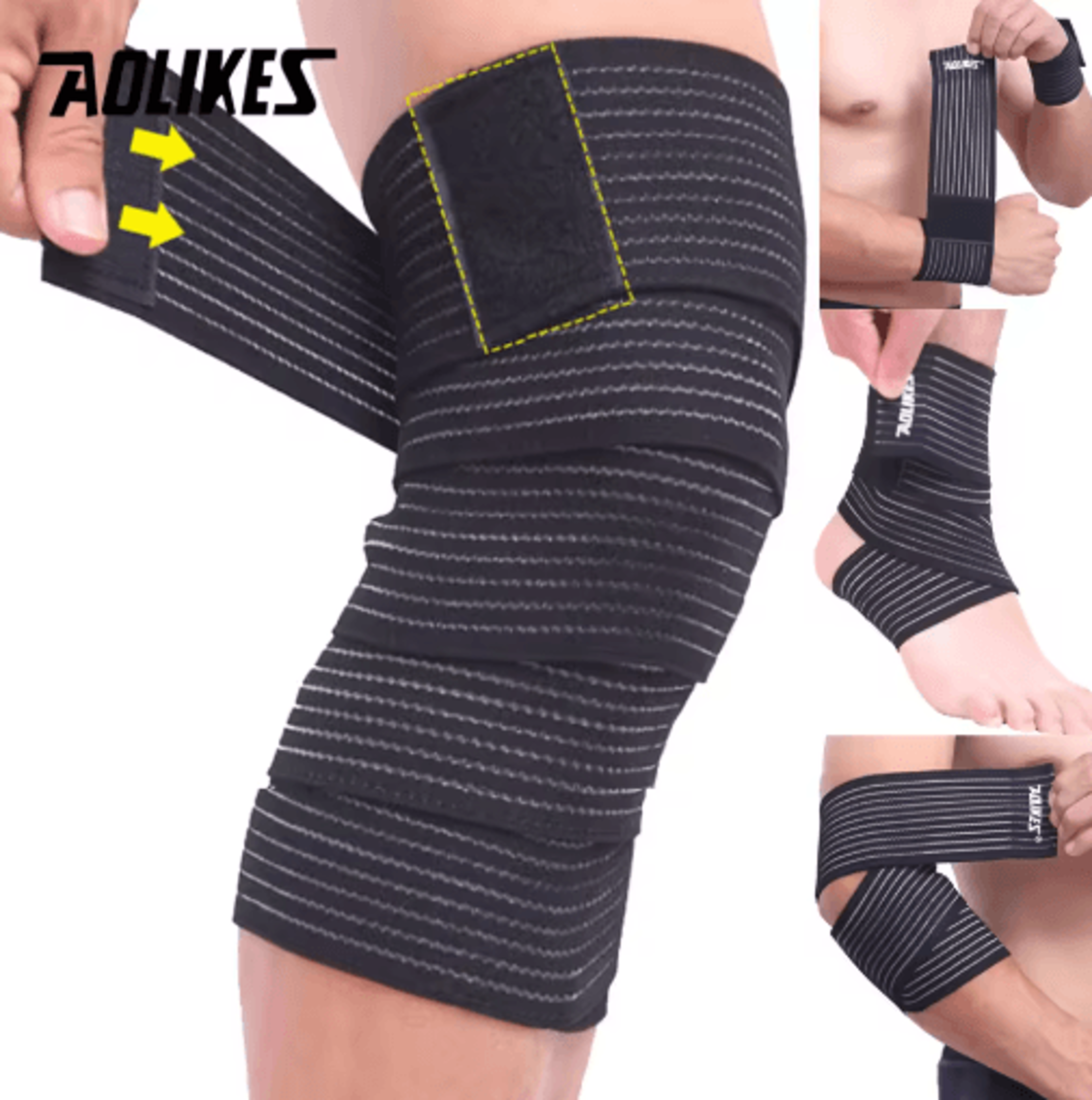 aolikes elastic compression bandage – adjustable sports compression wrap for knee, elbow, leg & joint support (40–180cm)