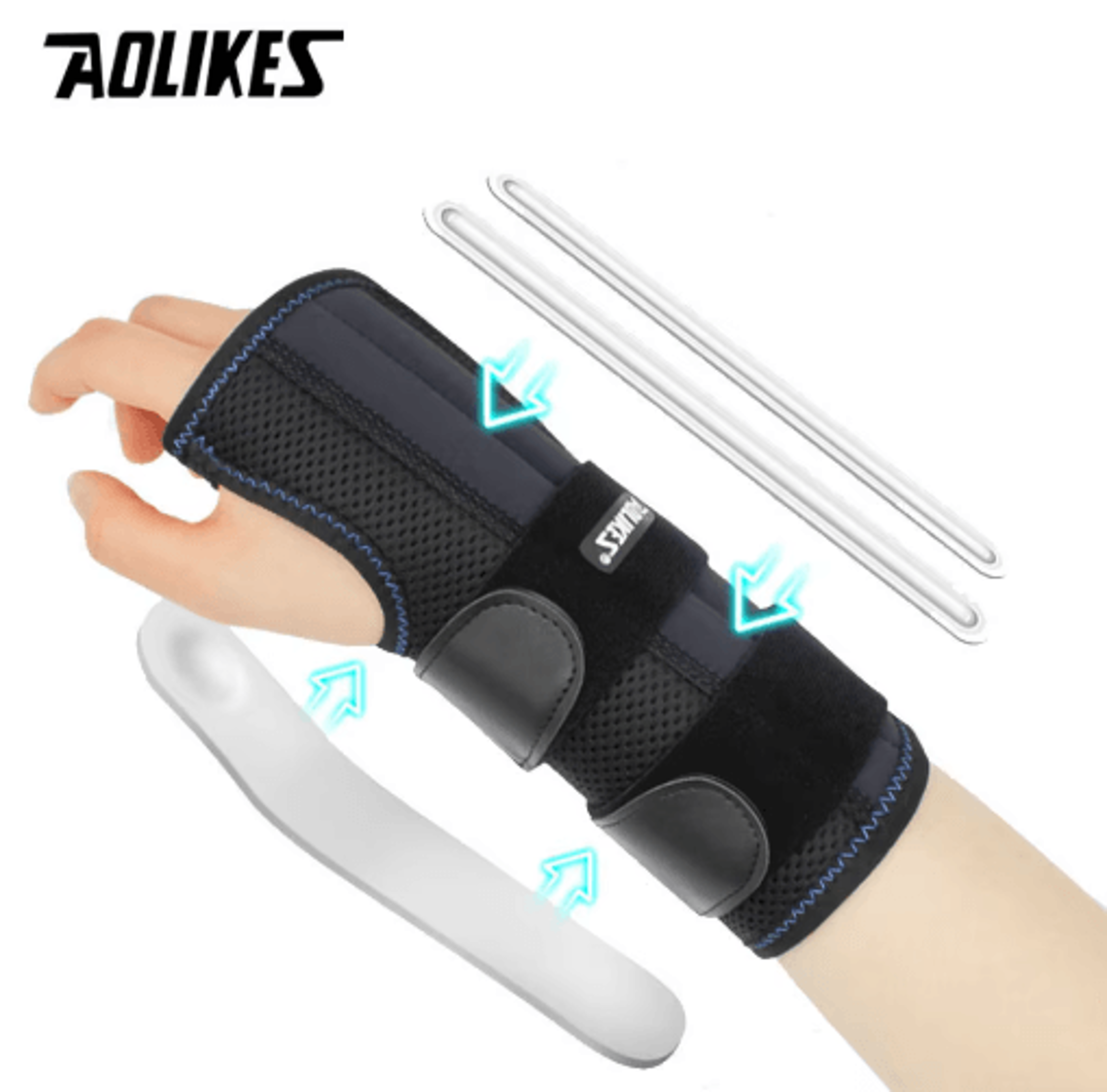 aolikes wrist brace for carpal tunnel – adjustable wrist support splint with 3 stabilizing stays for day & night wear