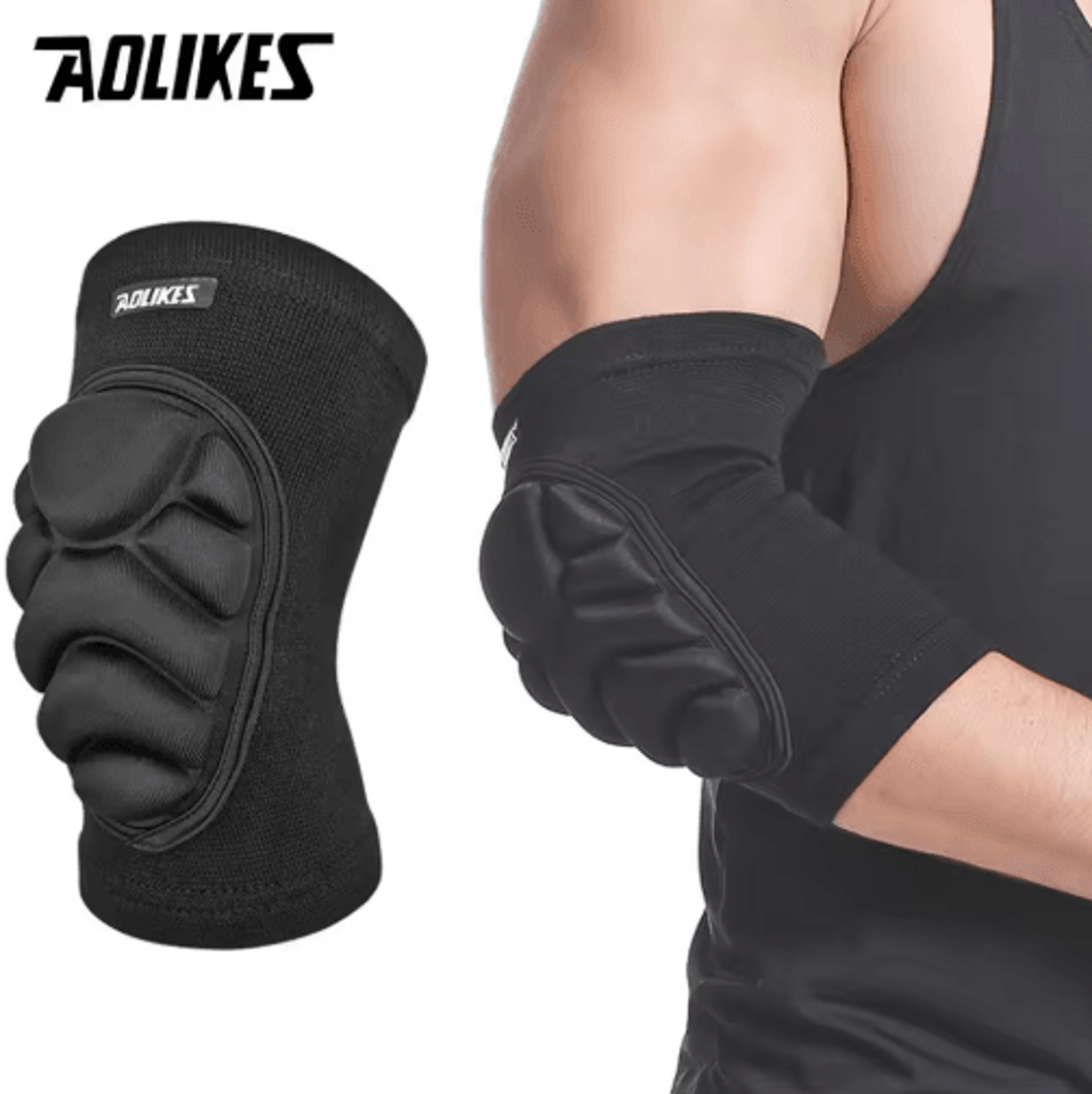 aolikes compression elbow pads – padded elbow sleeves with sponge protection for volleyball, basketball, tennis & footba
