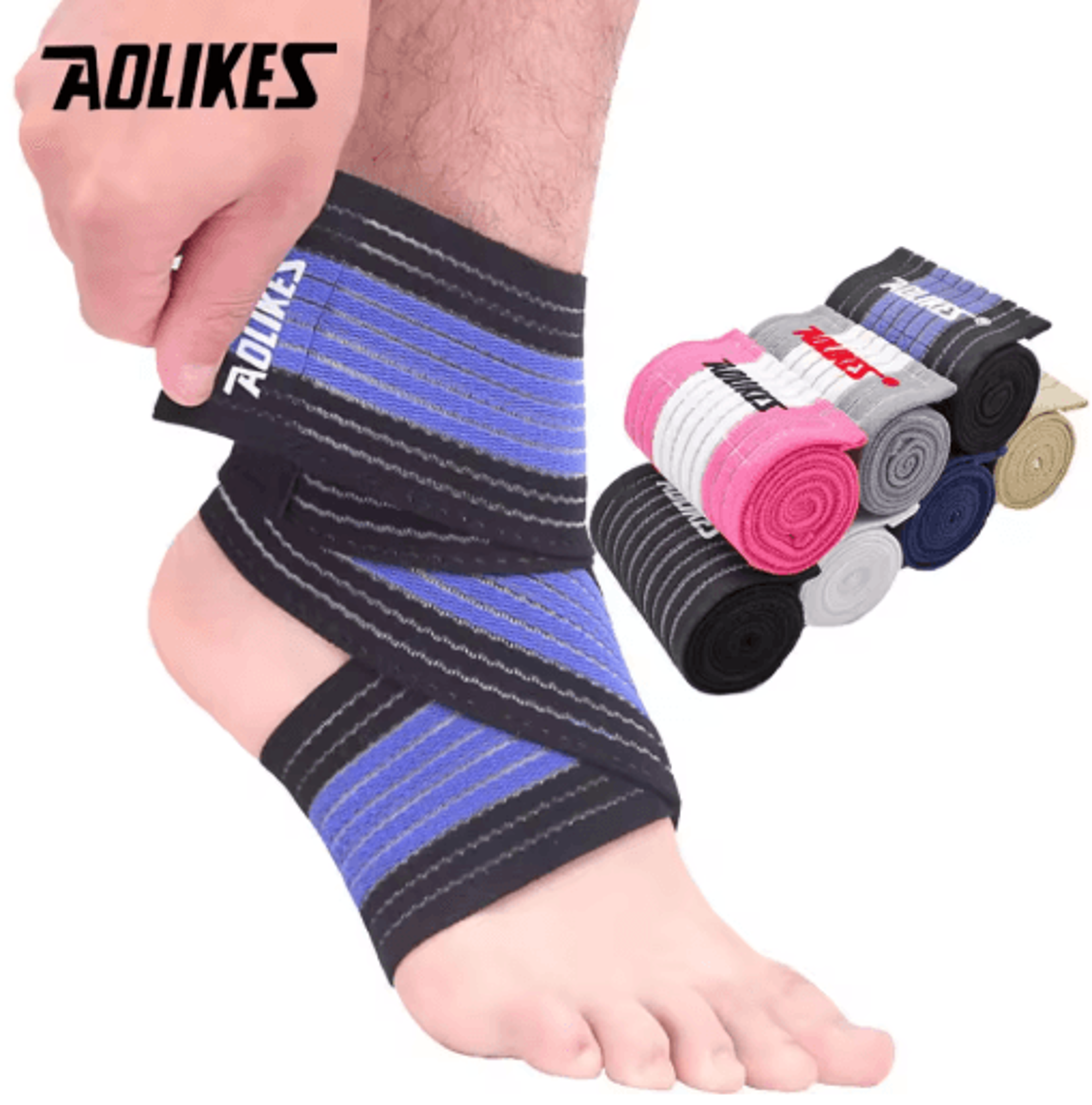 aolikes elastic ankle support wrap – adjustable ankle compression bandage for sports, gym & everyday protection