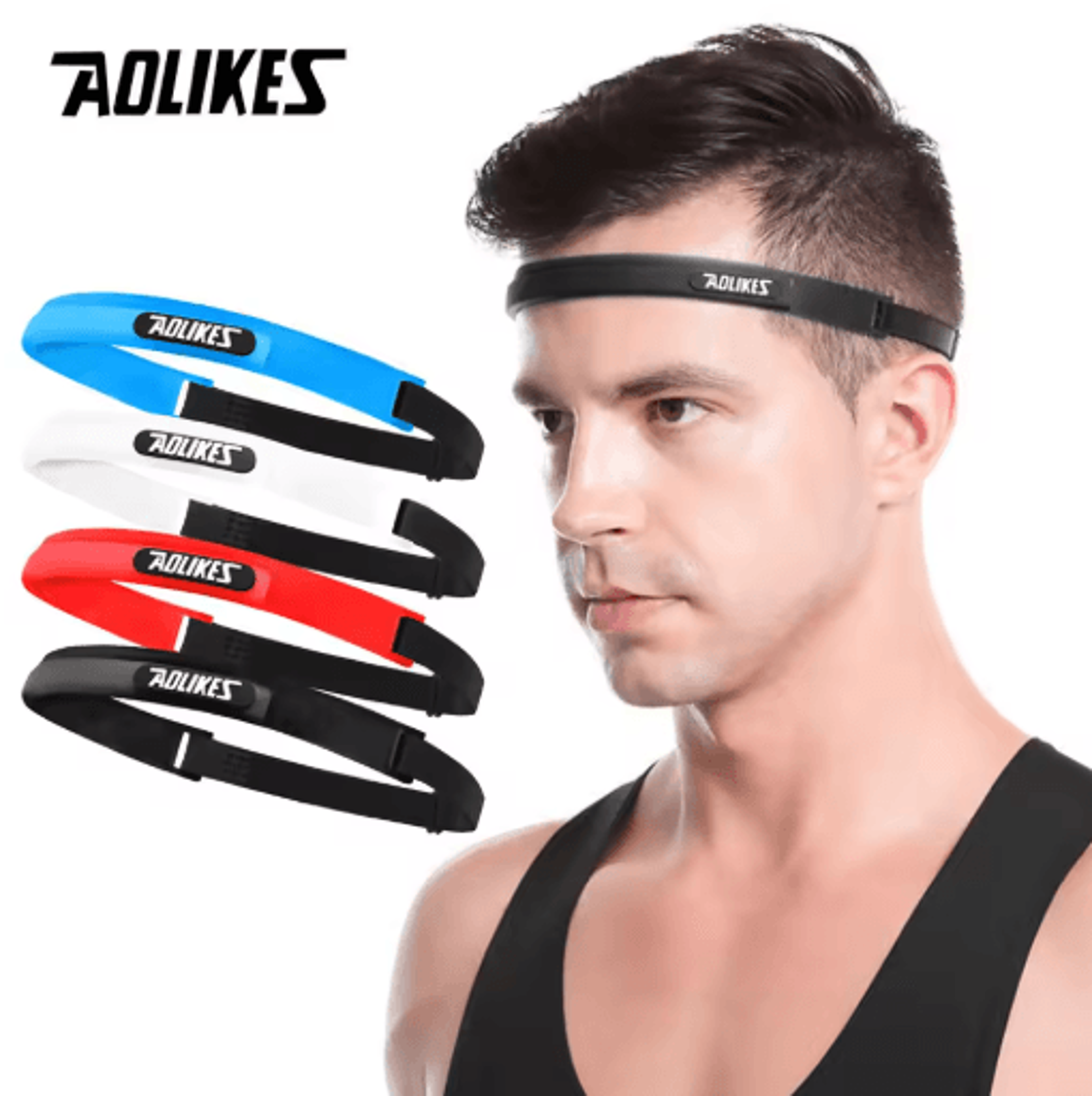 aolikes elastic sports sweat headband – soft silicone sweatband for running, yoga, cycling, basketball & tennis