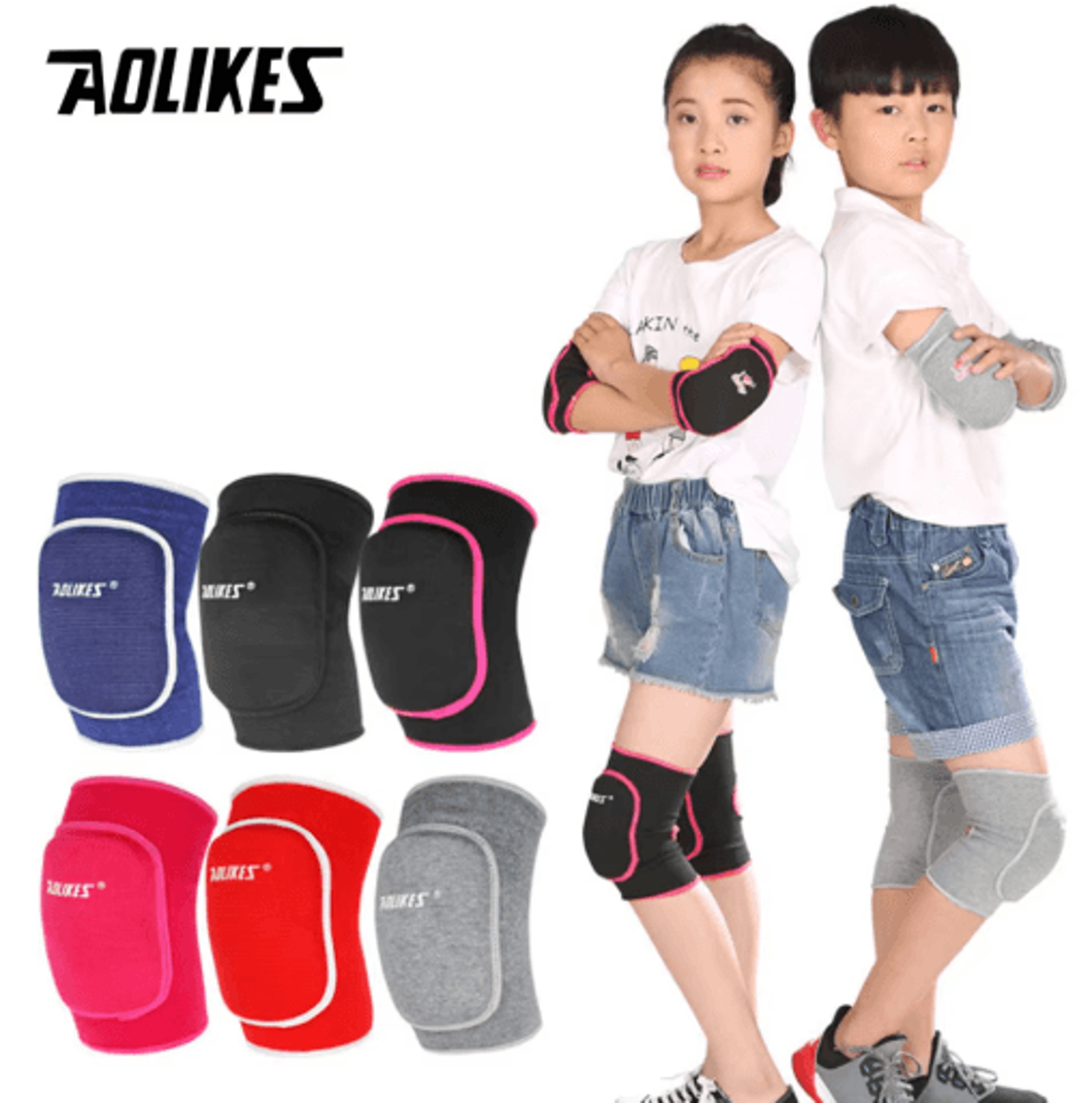 aolikes kids thick sponge knee pads – childrens knee support for dance, volleyball, tennis, gym & sports