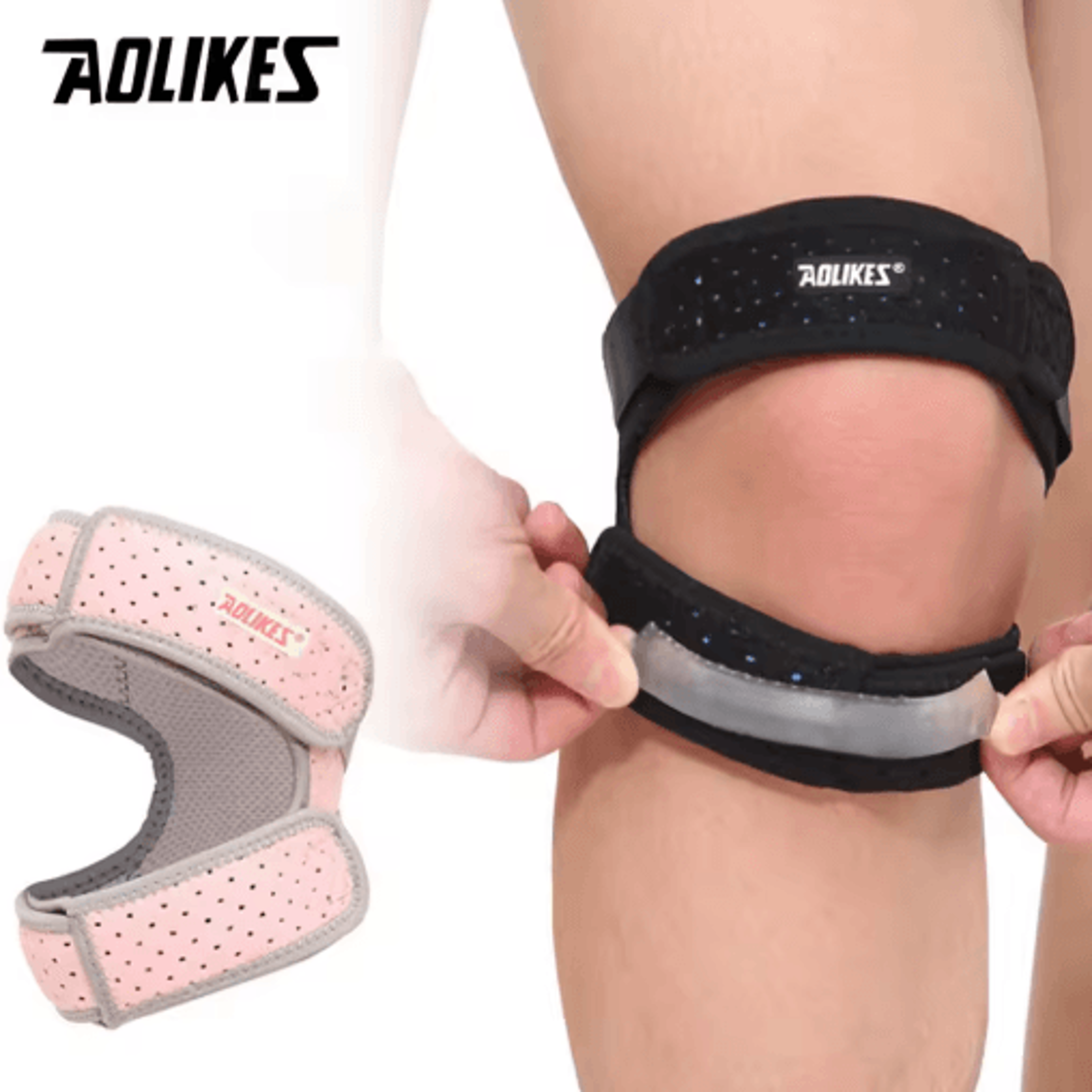 aolikes adjustable patella knee strap – double compression knee support for running, basketball, football & cycling