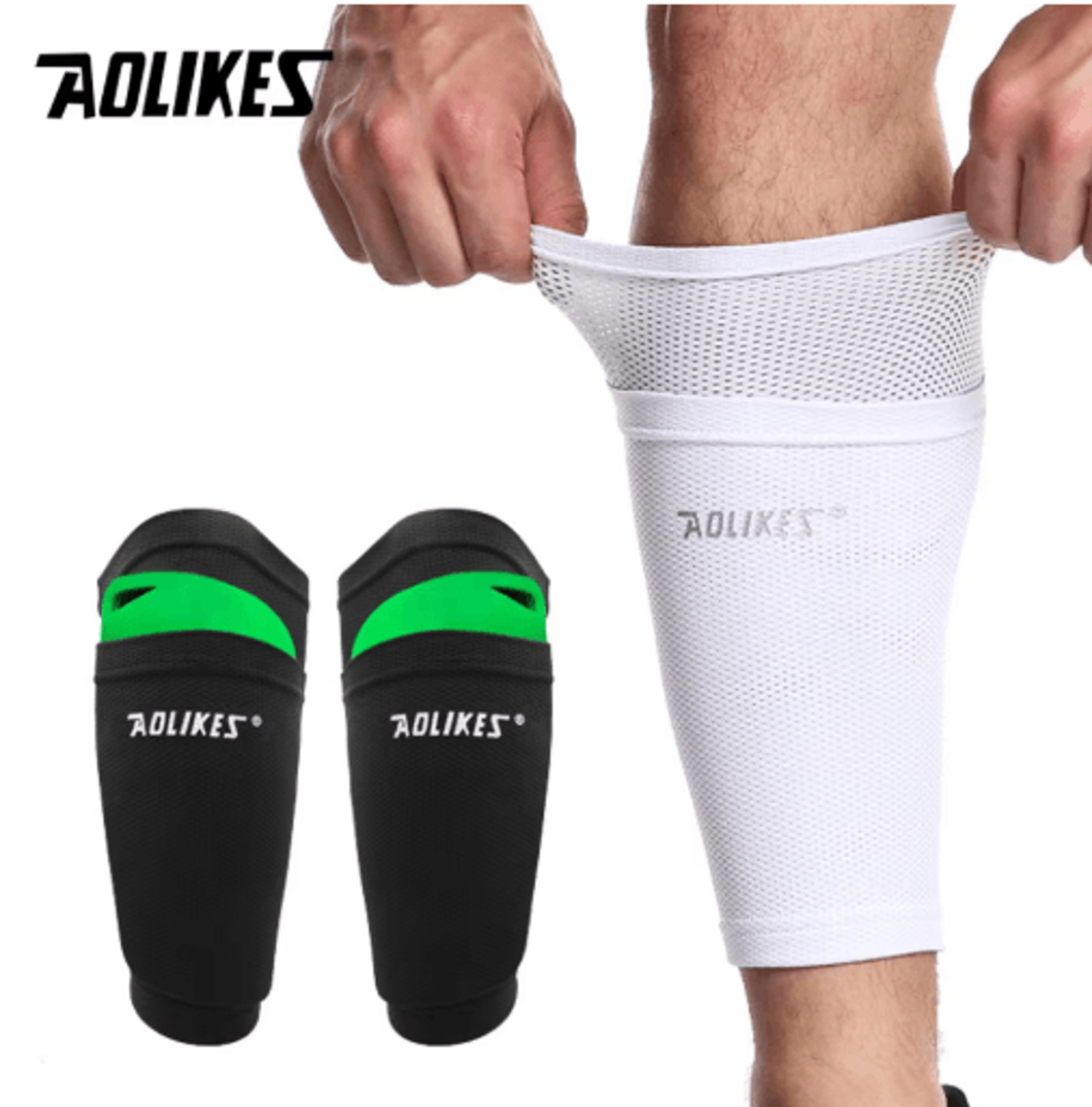 aolikes soccer shin guard sleeves – shin guard socks for football, soccer & calf support (1 pair)