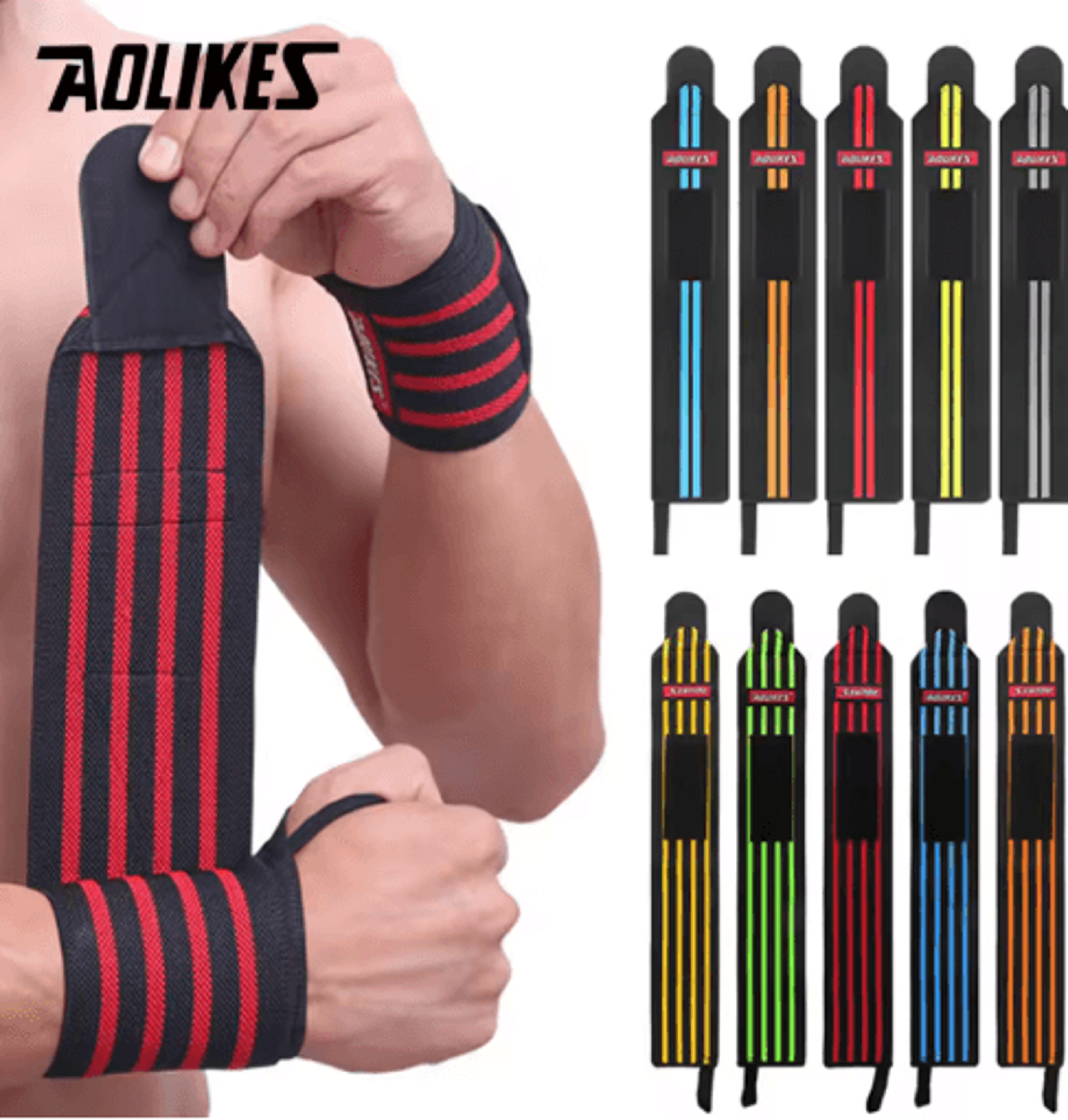 aolikes weightlifting wrist wraps – professional wrist support with heavy-duty thumb loop for strength training (1 pair)