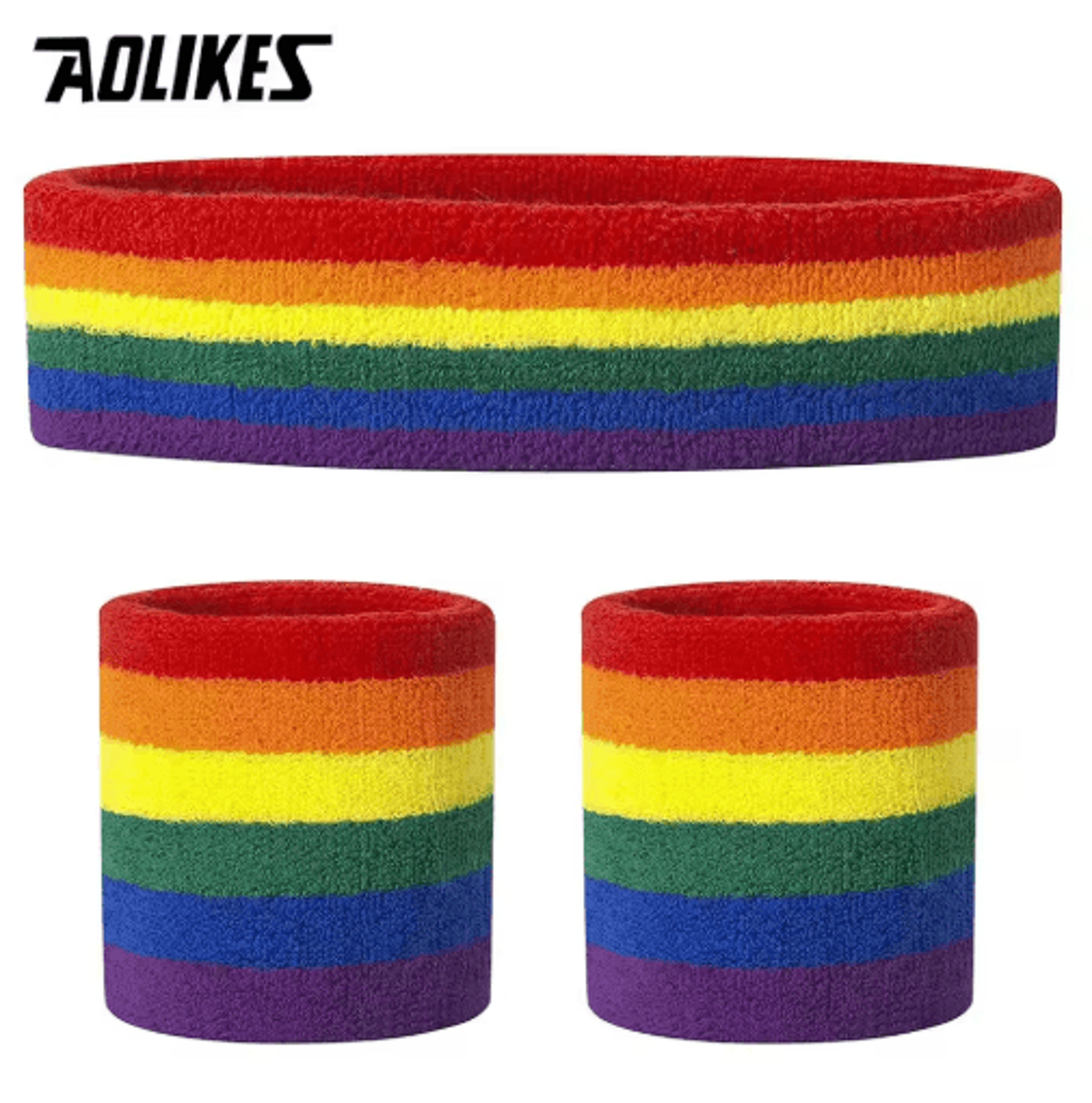 aolikes sports sweatband set – terry cloth headband & wristbands moisture-wicking sweat absorbing gear for gym, running
