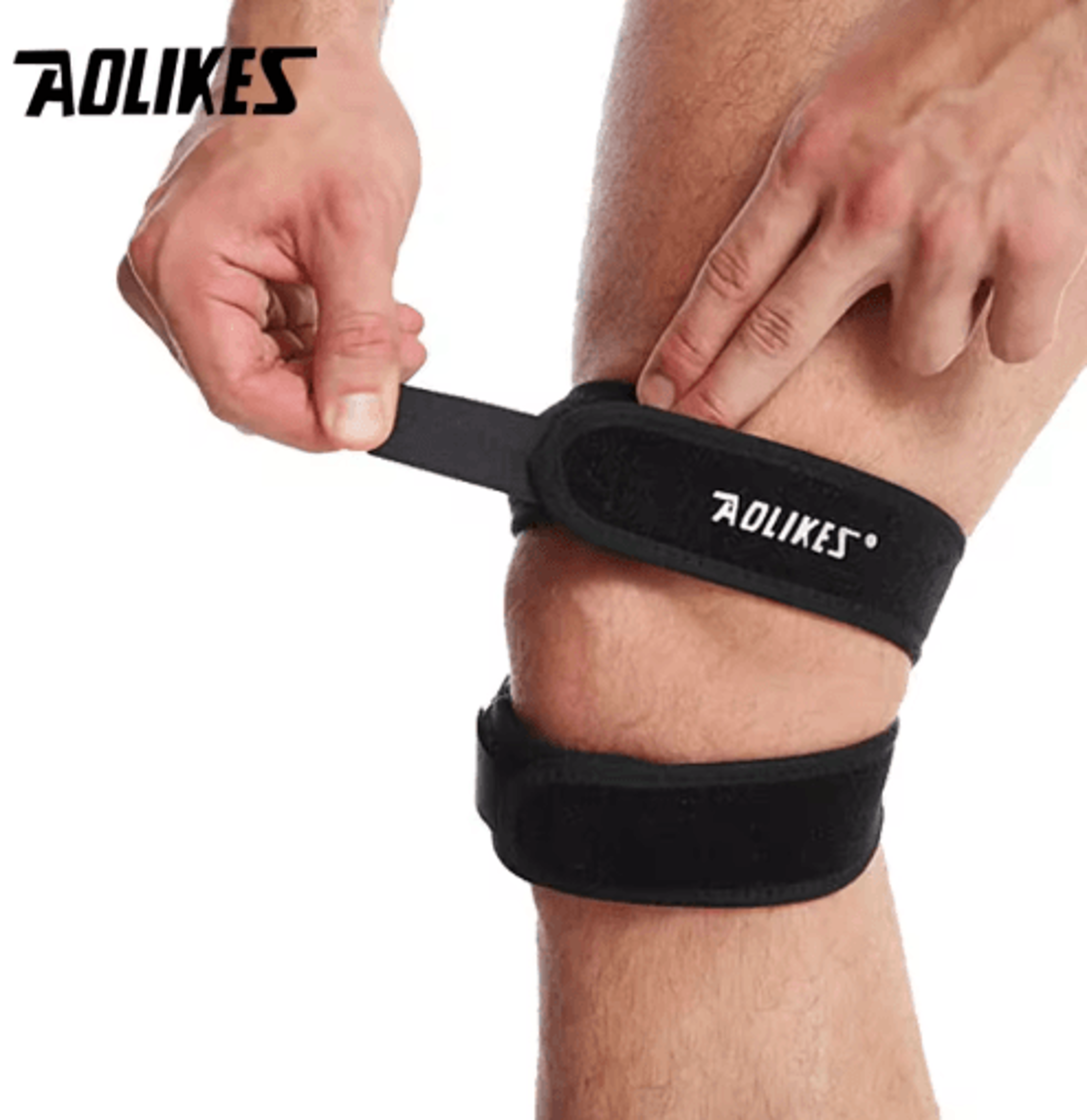 aolikes pressurized knee wrap sleeve – elastic knee support brace with knee pad for basketball, tennis, cycling & fitnes