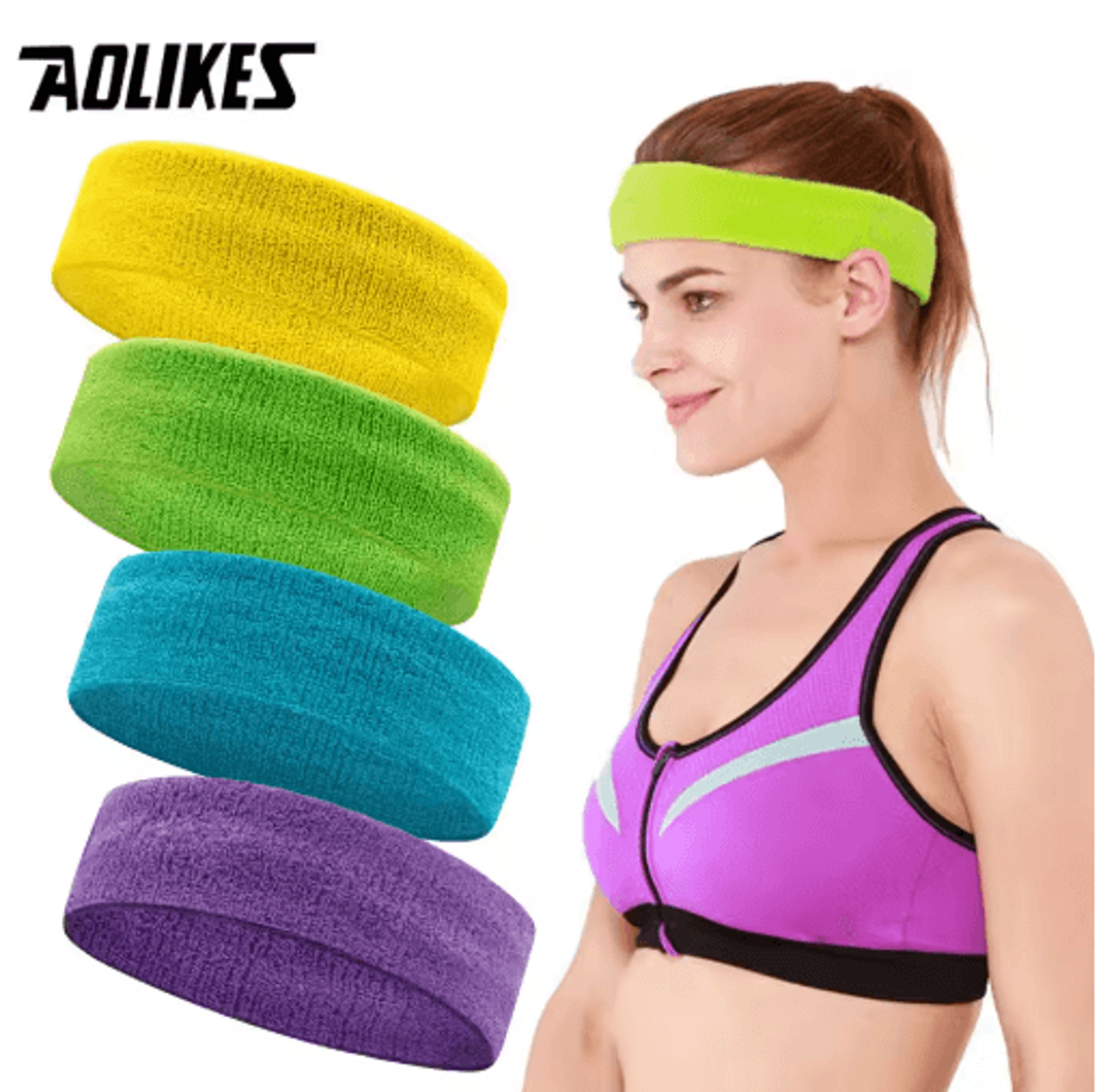 aolikes cotton athletic headband – elastic sweatband for men & women, sports, gym, basketball, volleyball & tennis