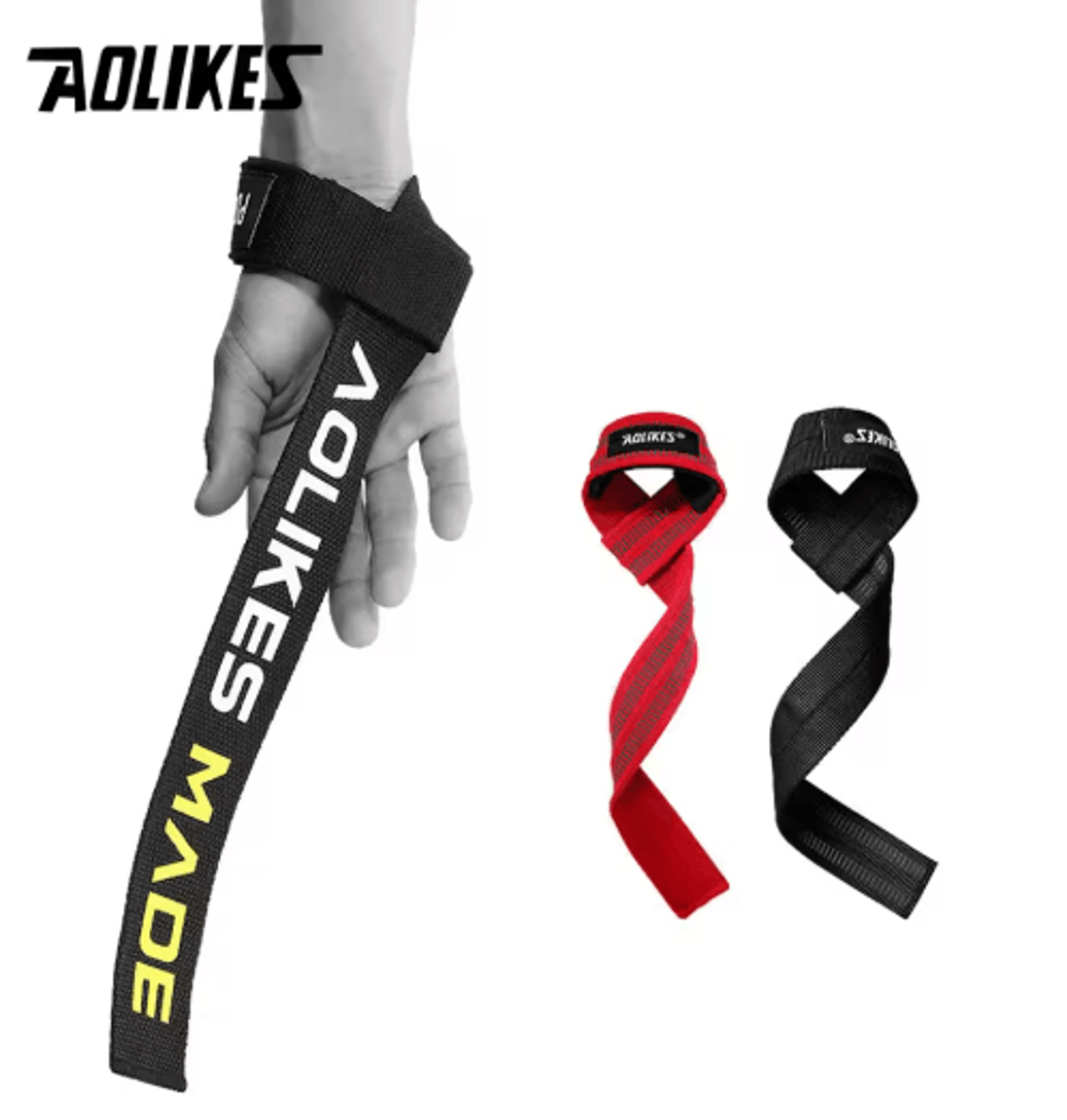aolikes weight lifting straps deadlift wrist straps with anti-slip grip for powerlifting, bodybuilding & strength