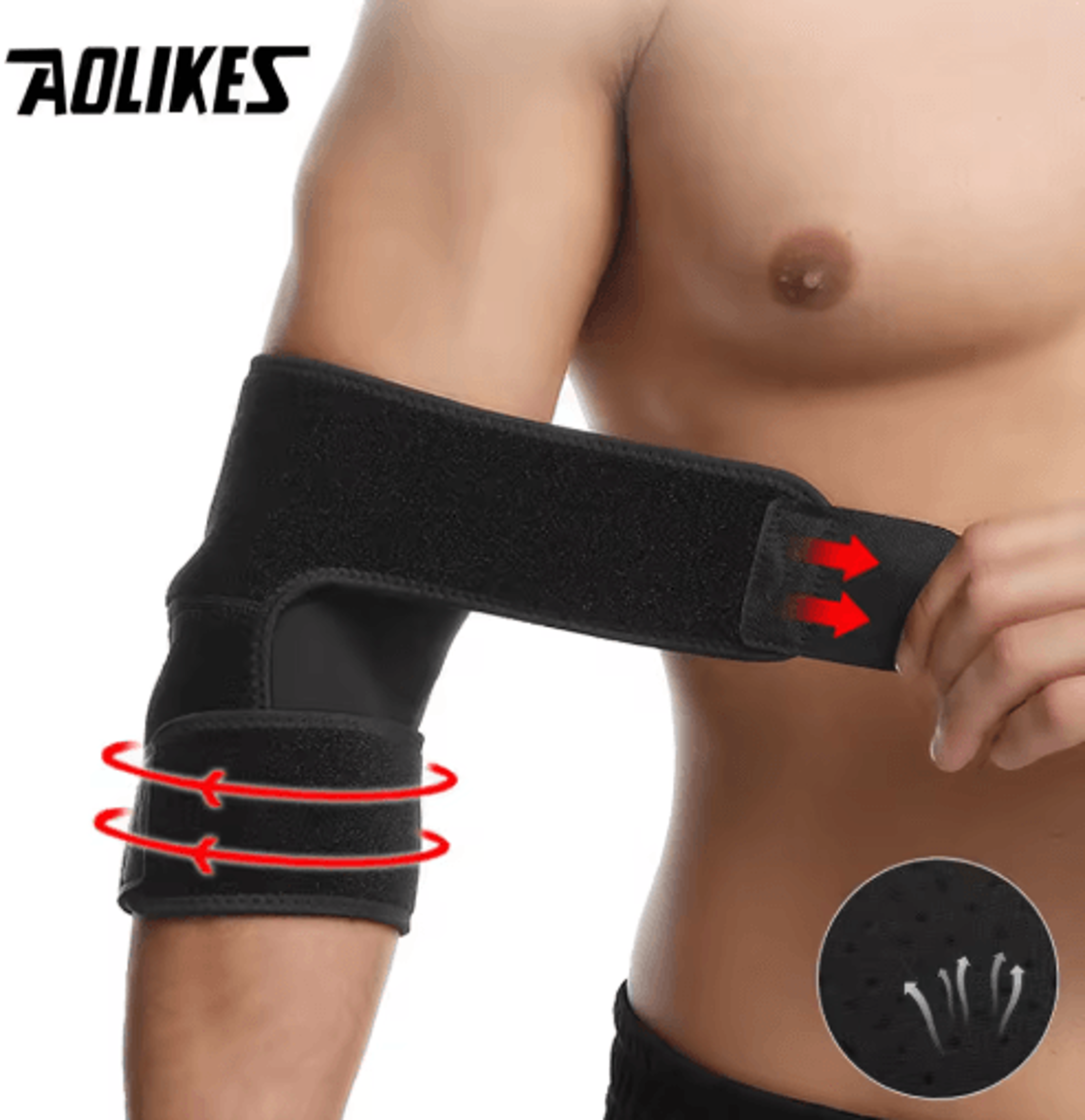 aolikes adjustable elbow support wrap – elastic elbow brace with compression pad for basketball, gym, tennis & fitness (