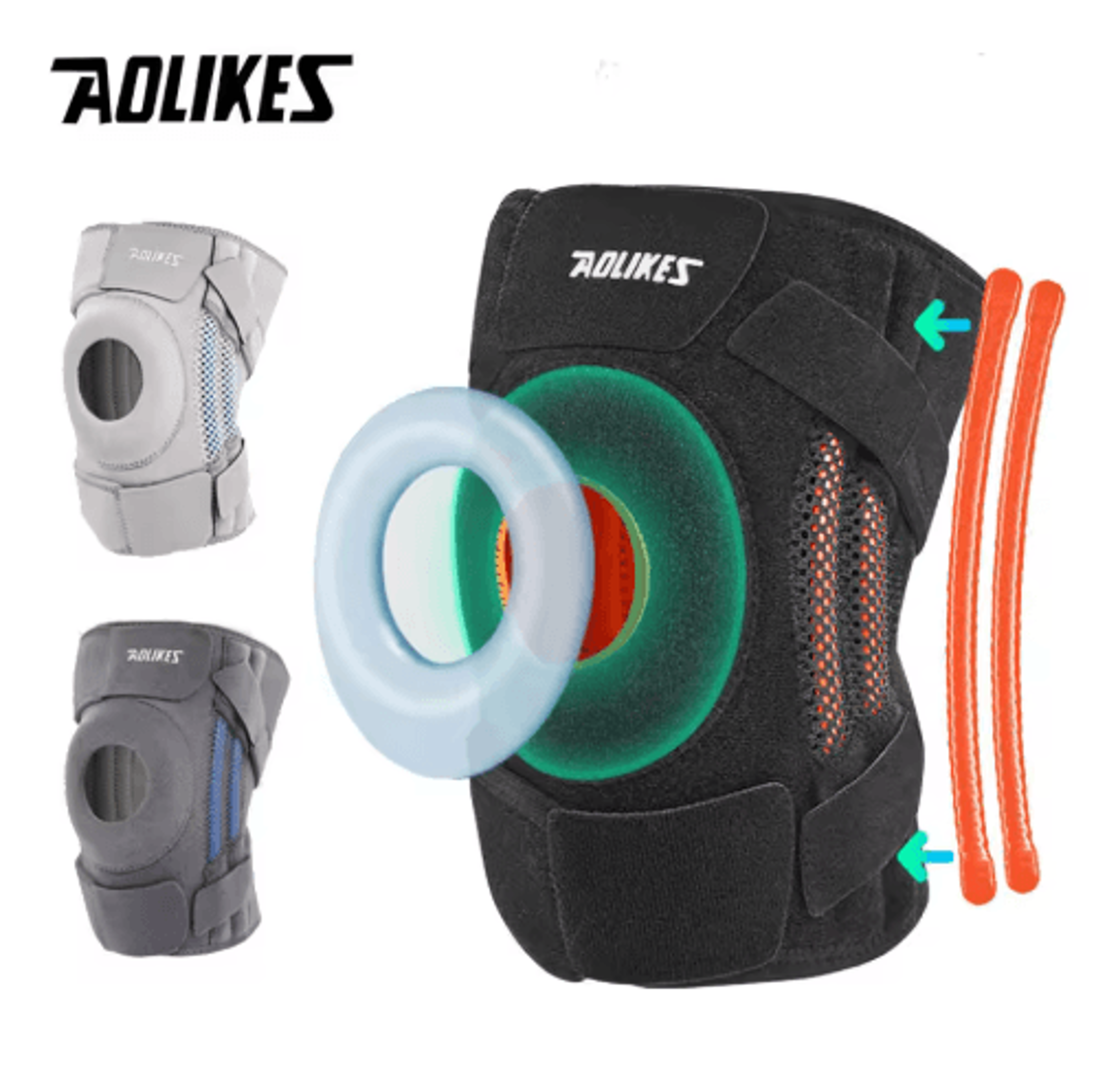 aolikes knee brace with side stabilizers – patella knee support with gel pads for sports, training & daily wear (1 piece