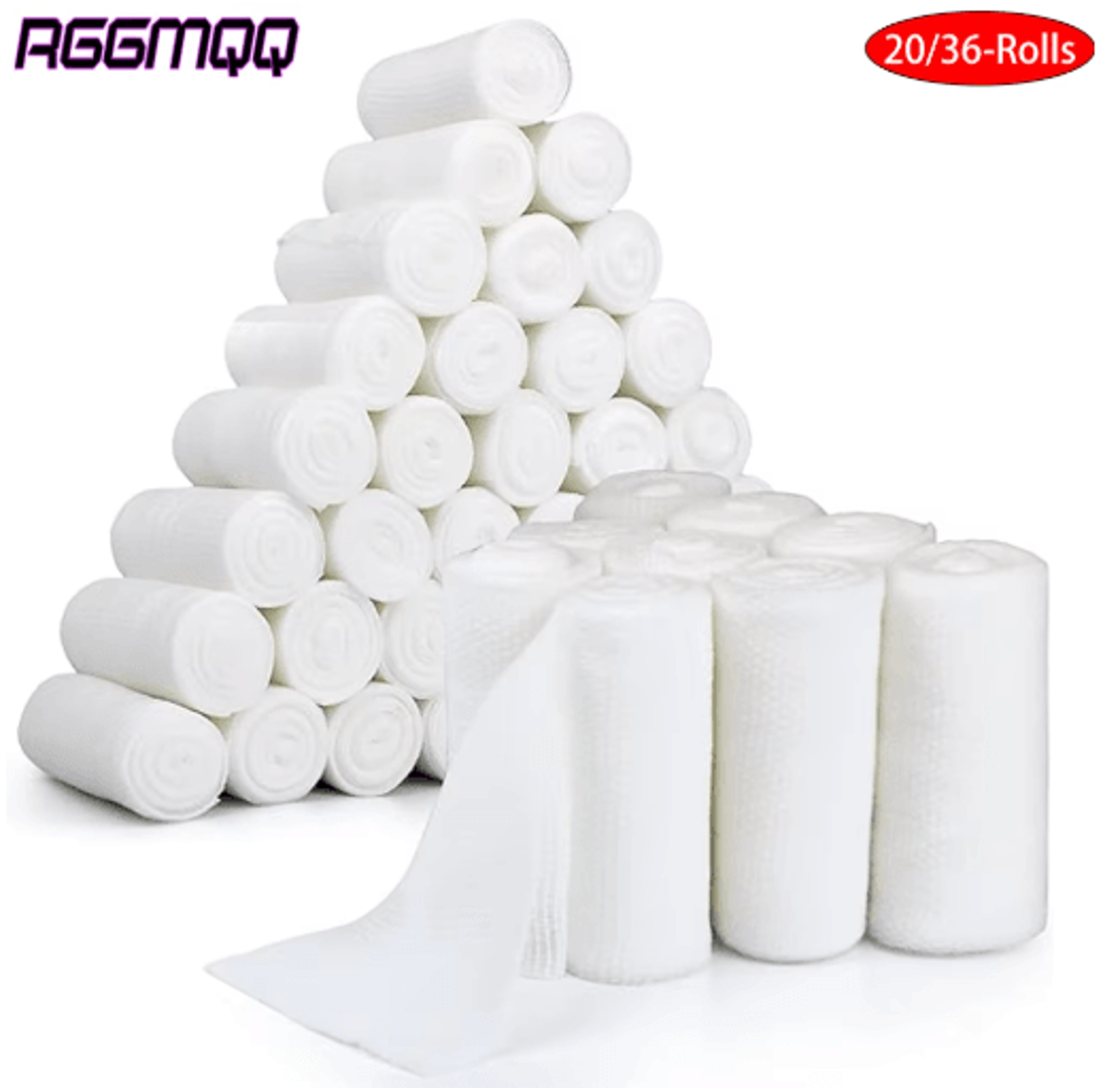 10 rolls gauze bandage roll with tape – breathable first aid gauze wrap for wound care & medical supplies