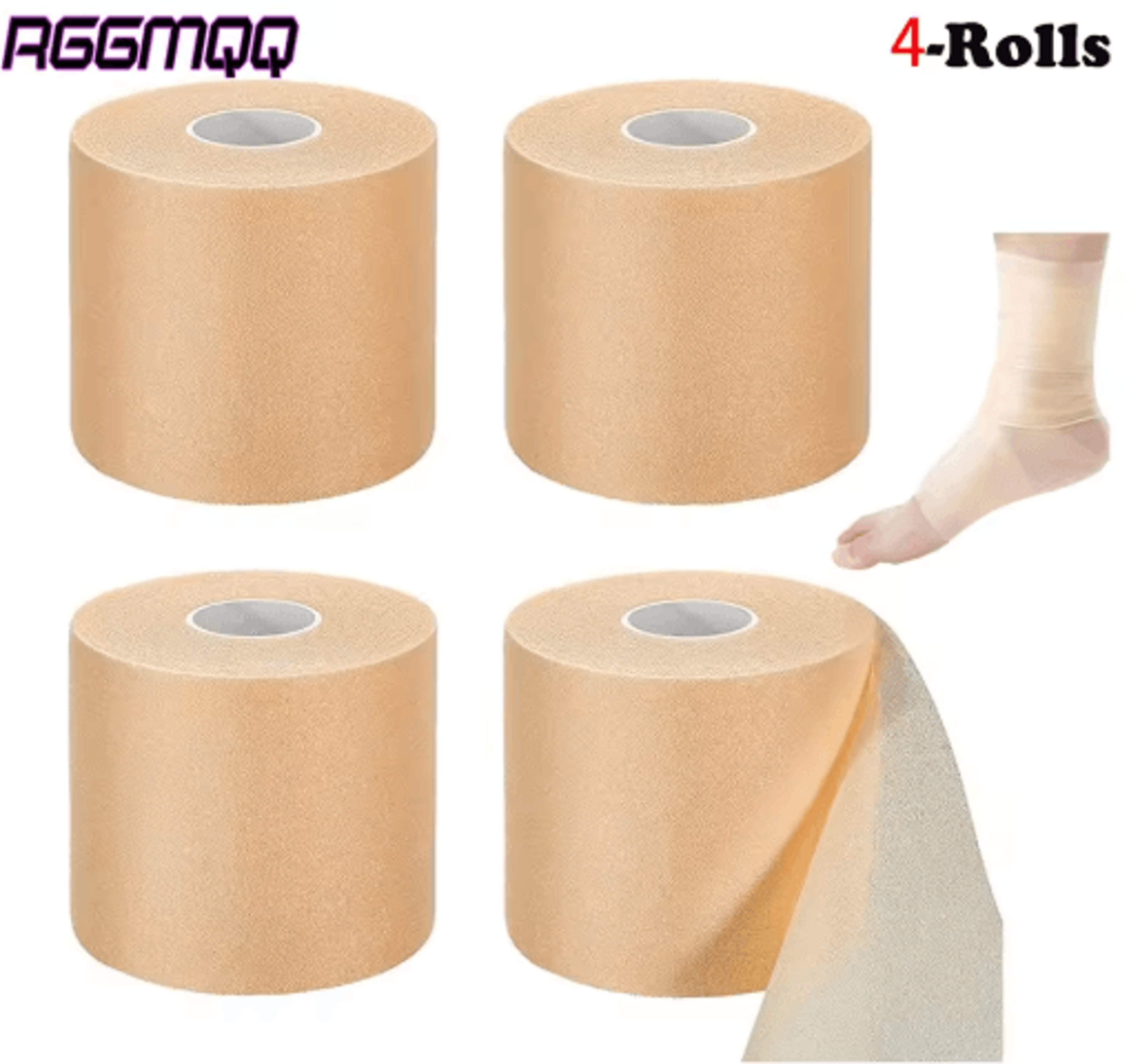 rggmqq 4pcs athletic pre wrap tape – foam prewrap for ankles, wrists, knees & hair protection