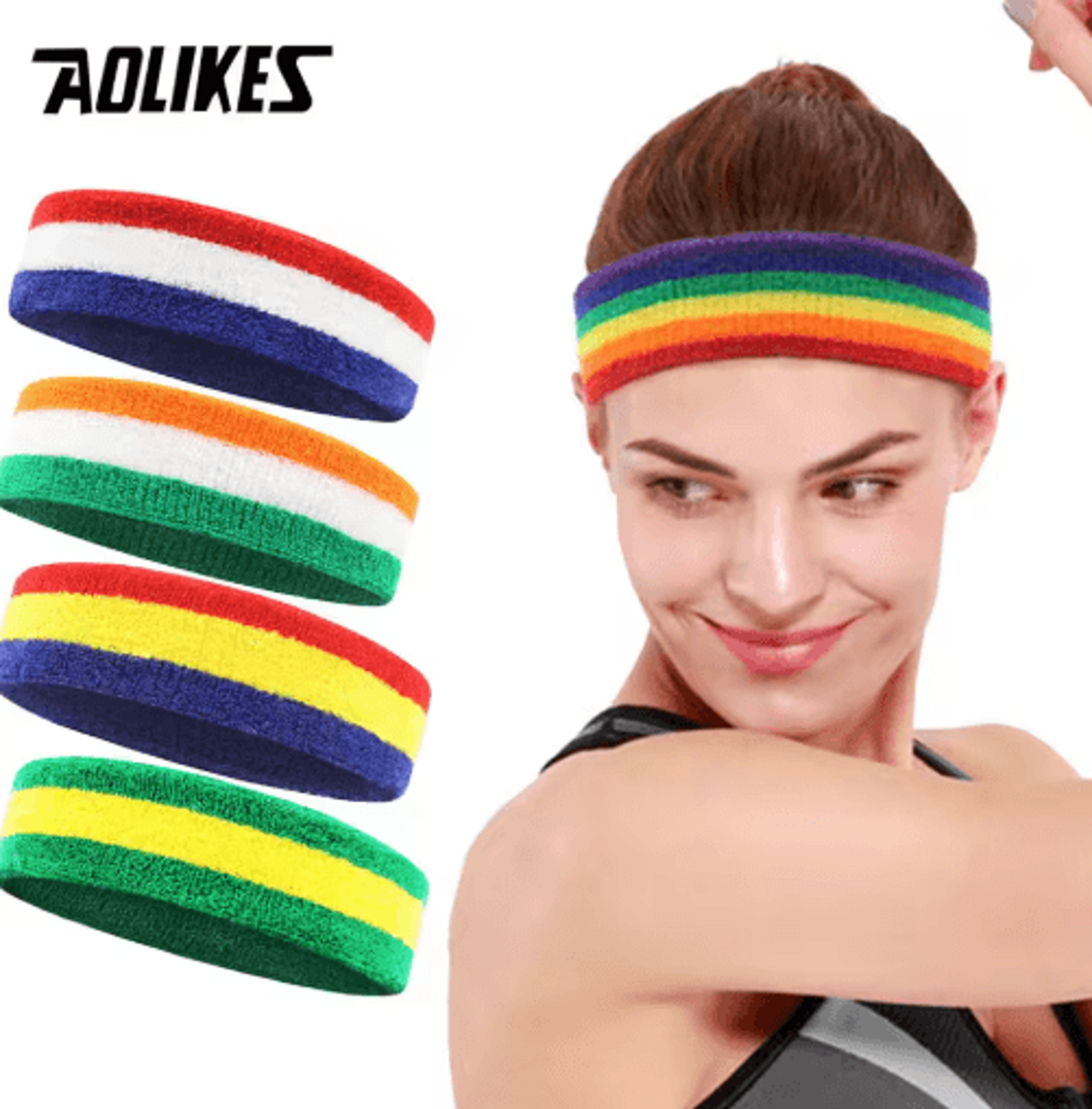 aolikes cotton athletic headband – elastic sweatband for basketball, gym, running & fitness