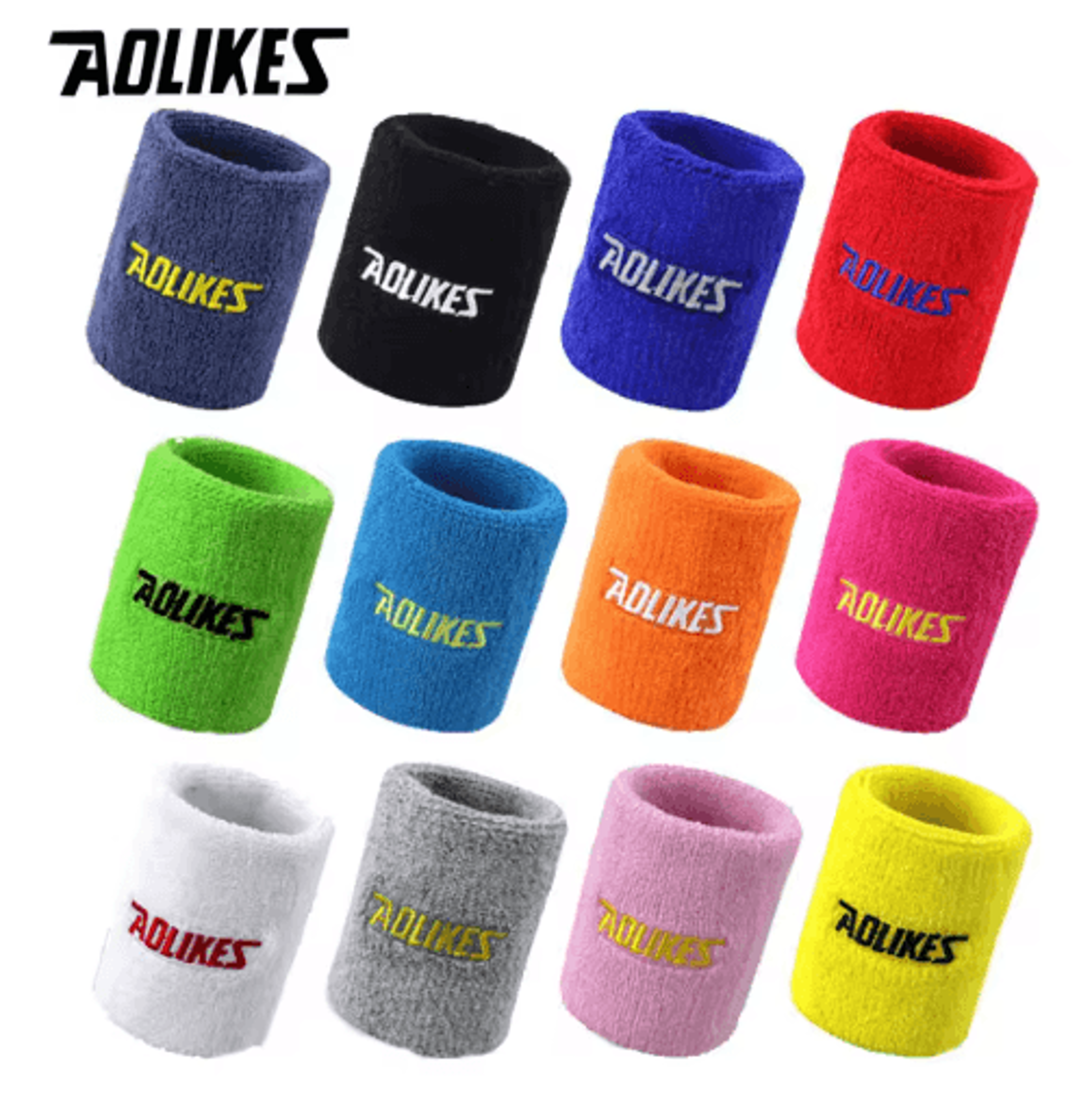 aolikes sports wrist sweatband – absorbent terry cloth wristband for tennis, volleyball, gym & fitness (8cm/11cm)