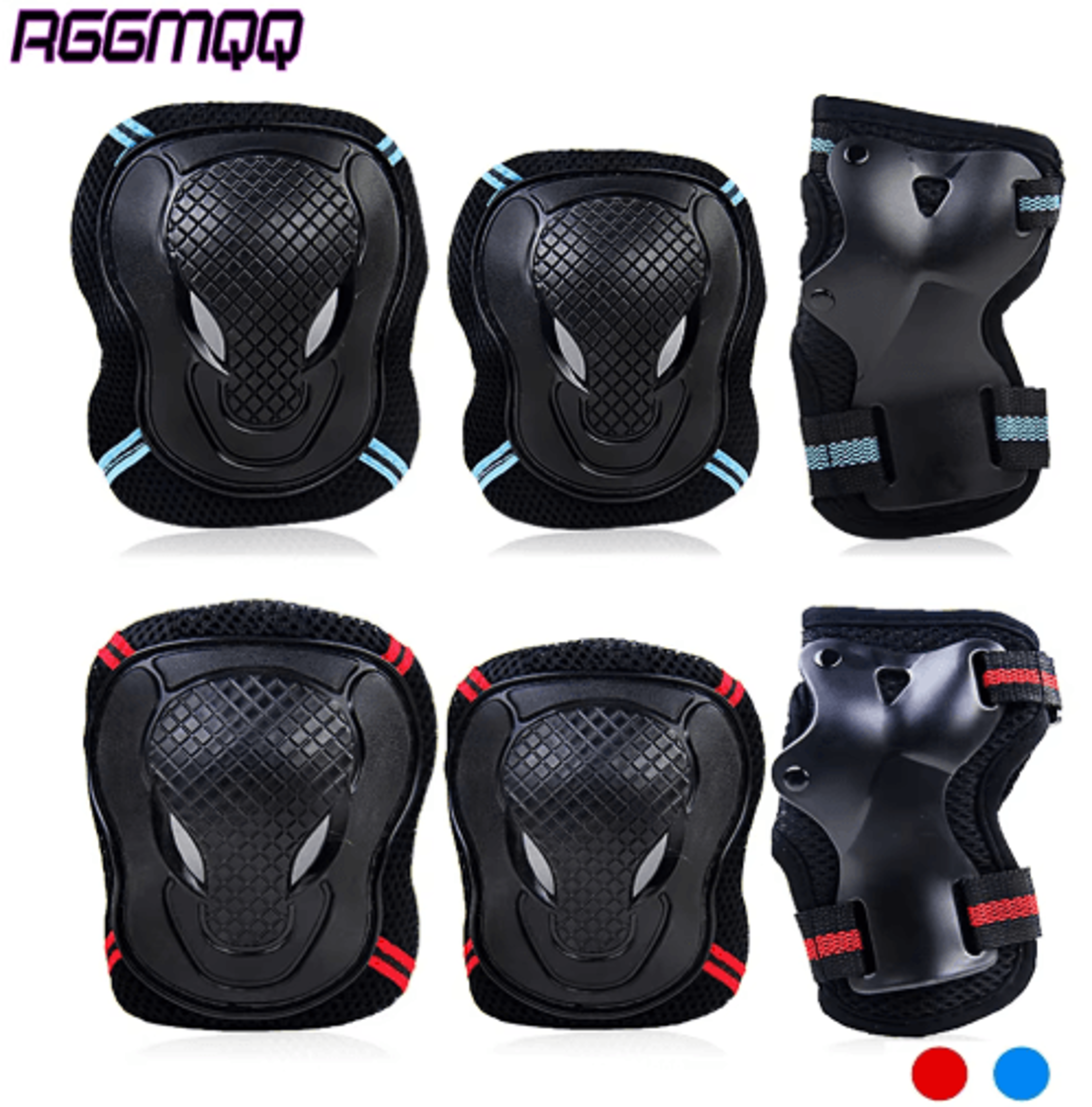 6-piece knee & elbow pads set with wrist guards – multi-sport protective gear for kids & adults