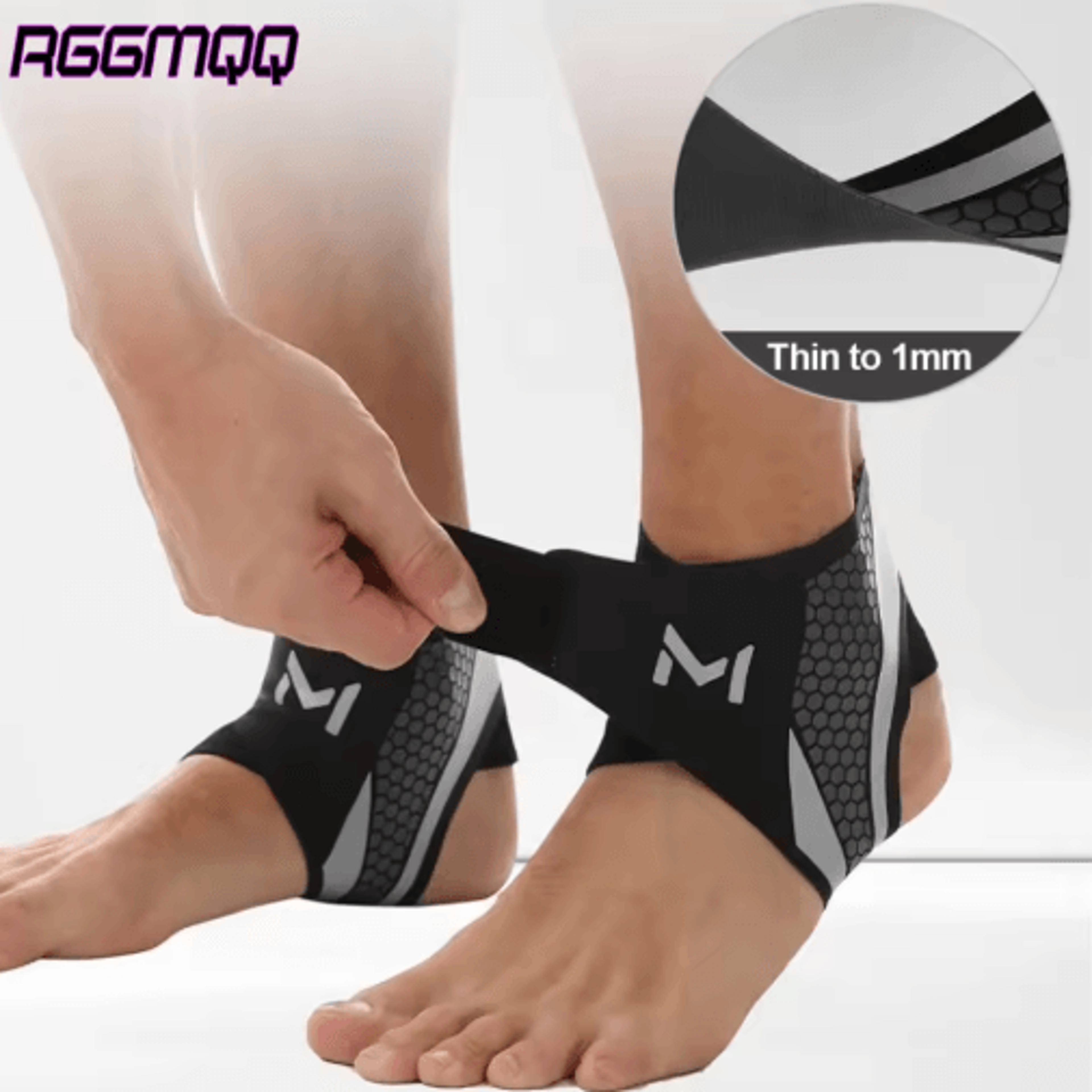 rggmqq adjustable ankle support brace – compression ankle protector for running, basketball & soccer