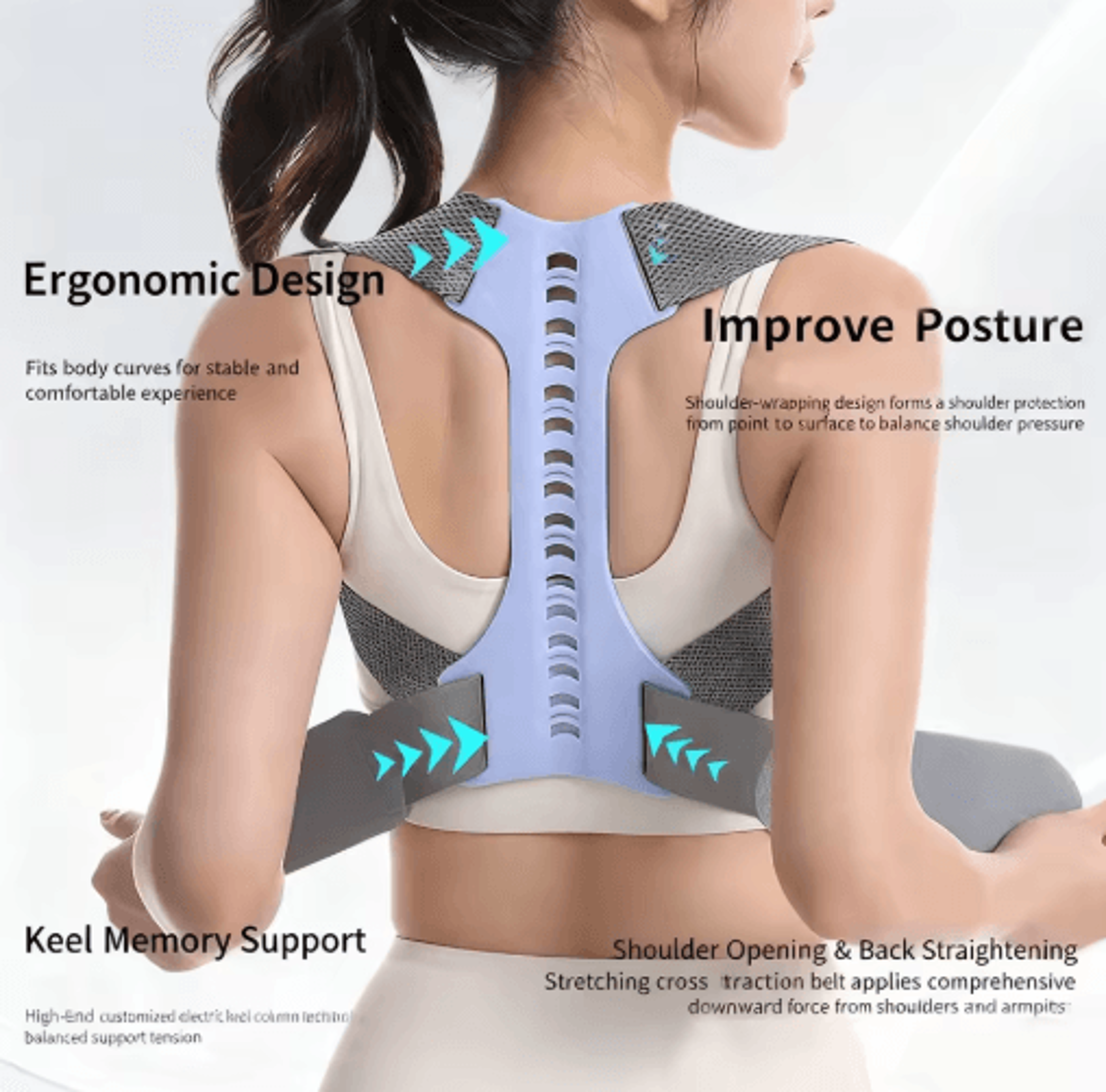 adjustable posture corrector for men & women – upper back brace with shoulder & neck support