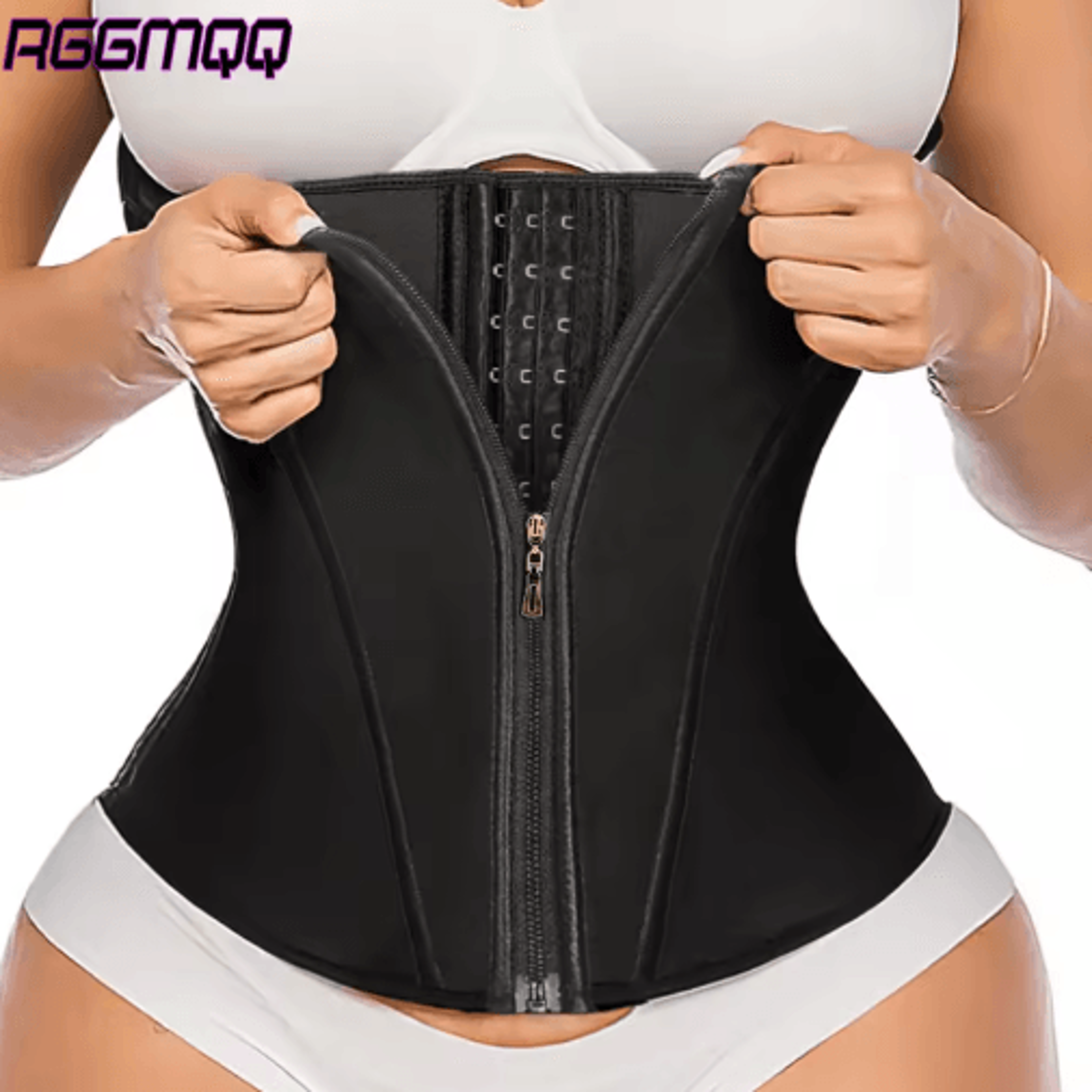 rggmqq waist trainer corset for women – underbust workout body shaper with zipper & hook closure