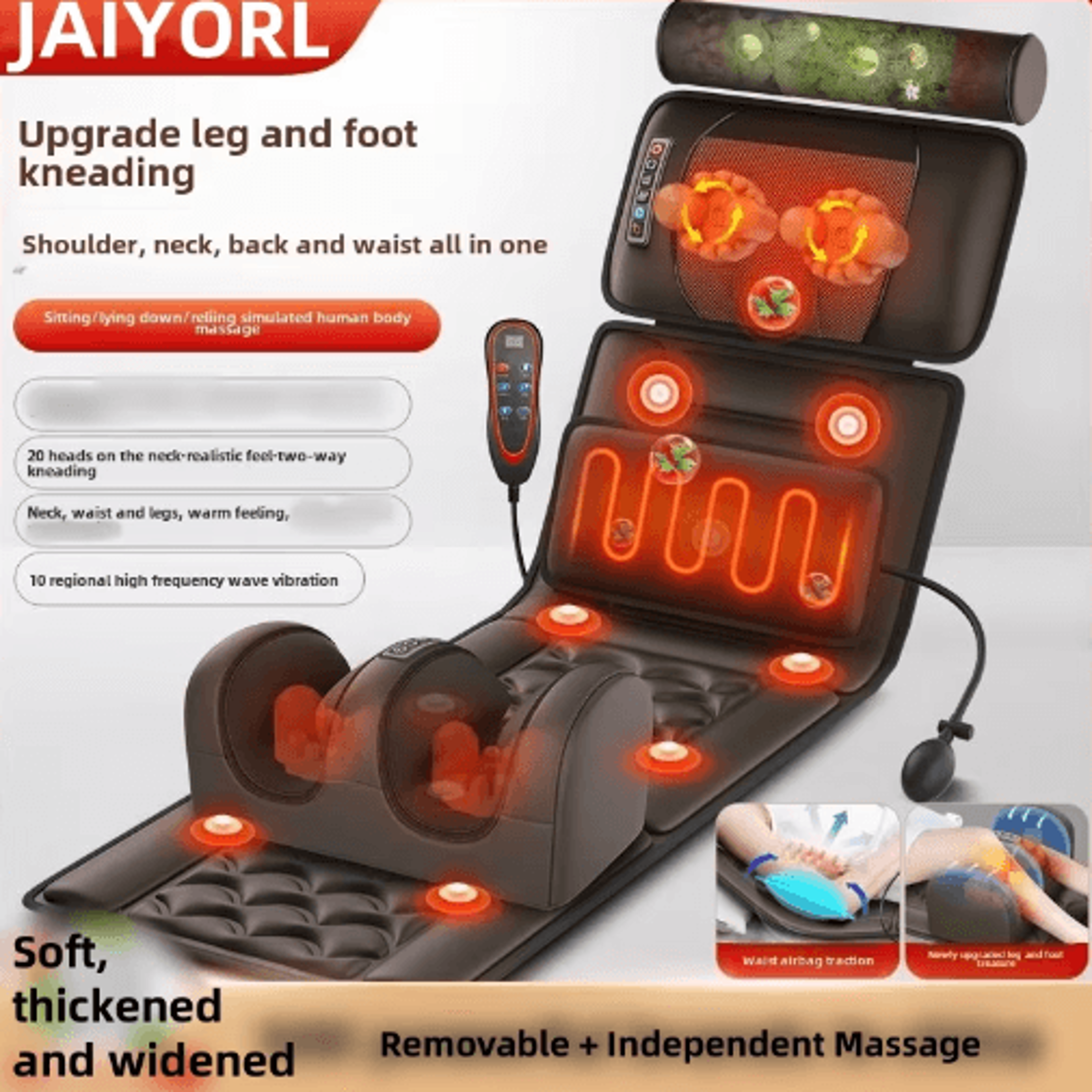 multifunctional electric lumbar traction massage mat – full body vibration cushion for neck, shoulder, back & waist
