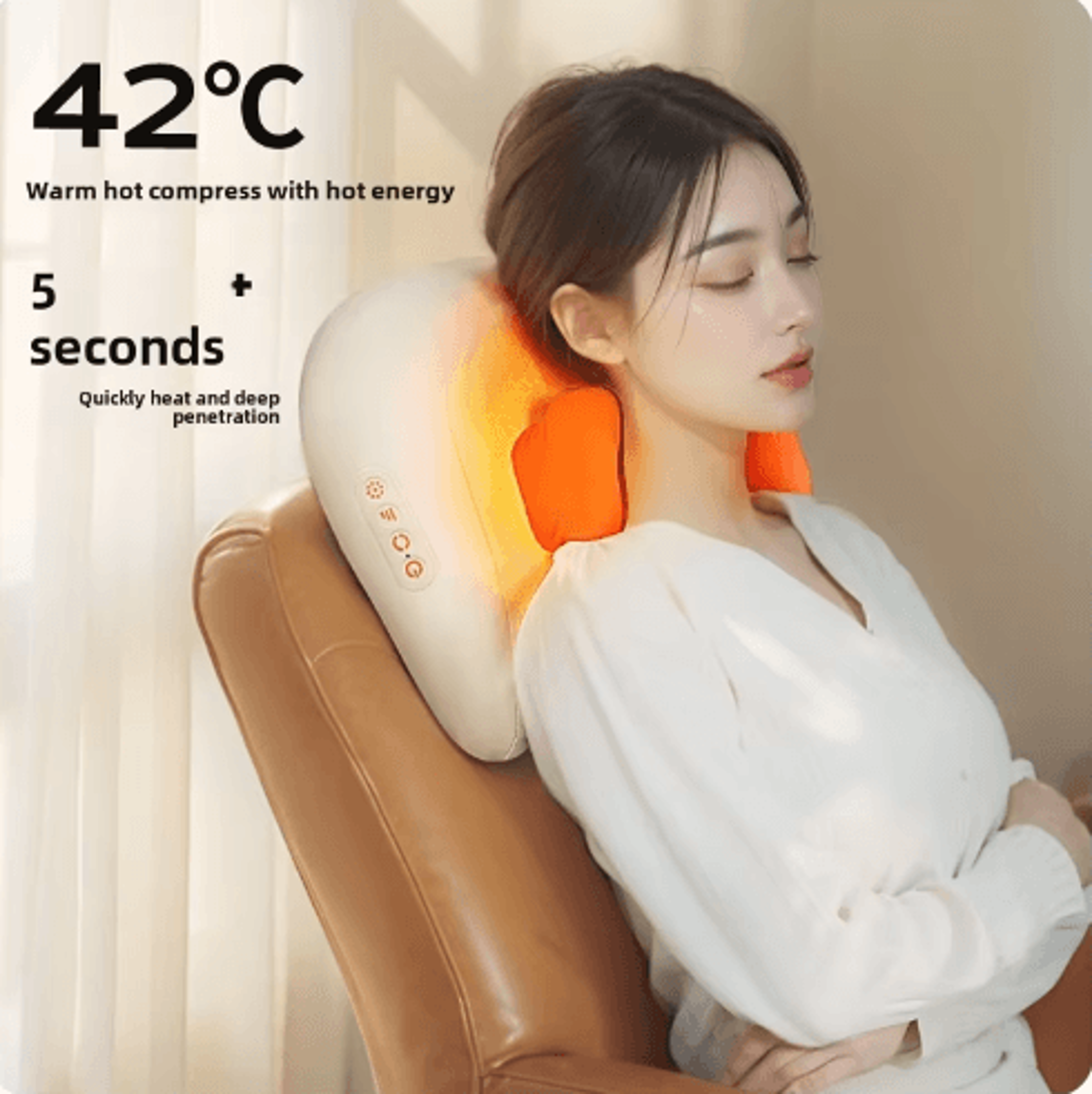 wireless shiatsu neck & shoulder massage pillow with heat – electric trapezius massager for home & car