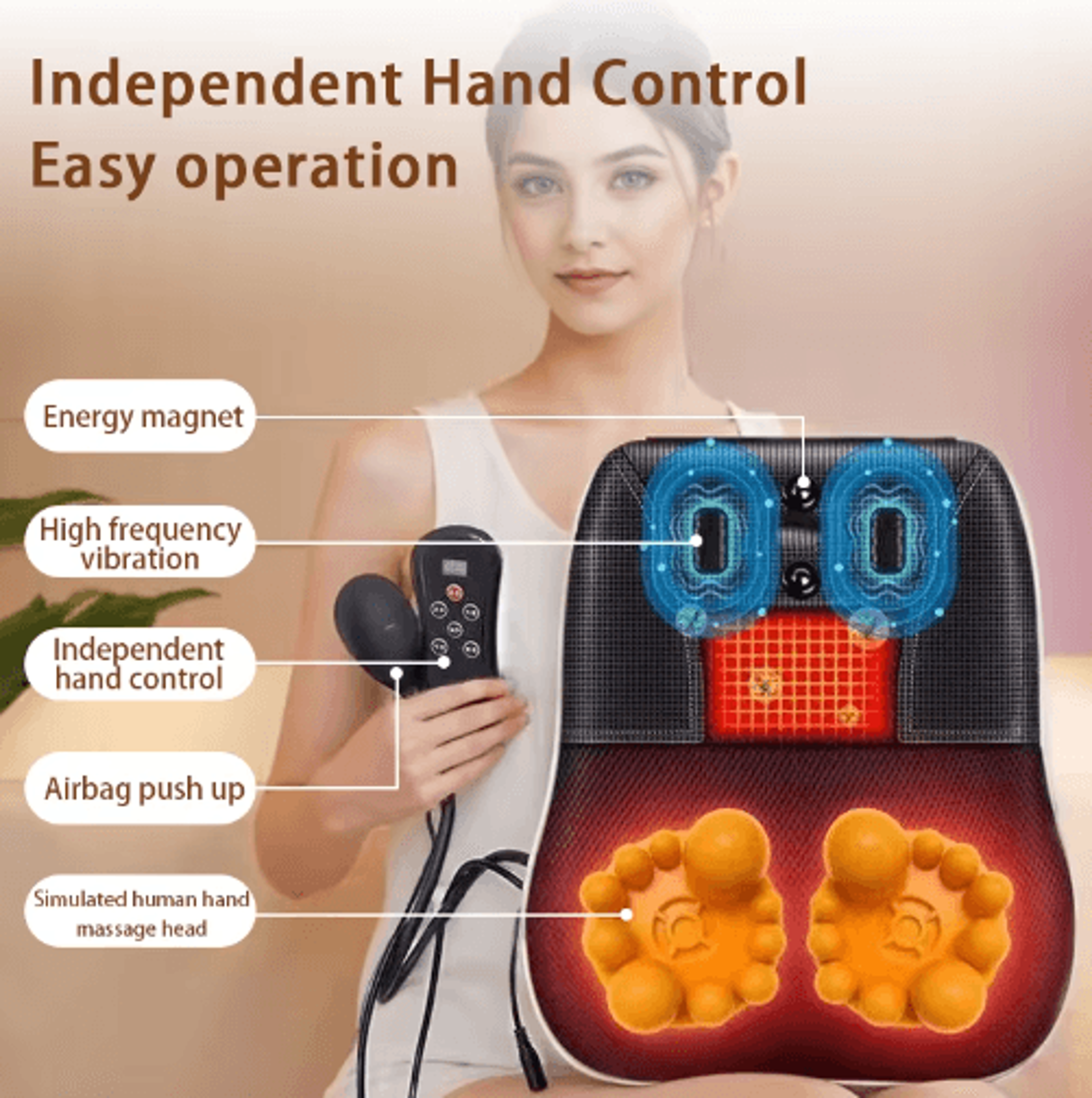 electric cervical massage pillow with airbag traction & heat – shiatsu neck, back & waist massager for home & car