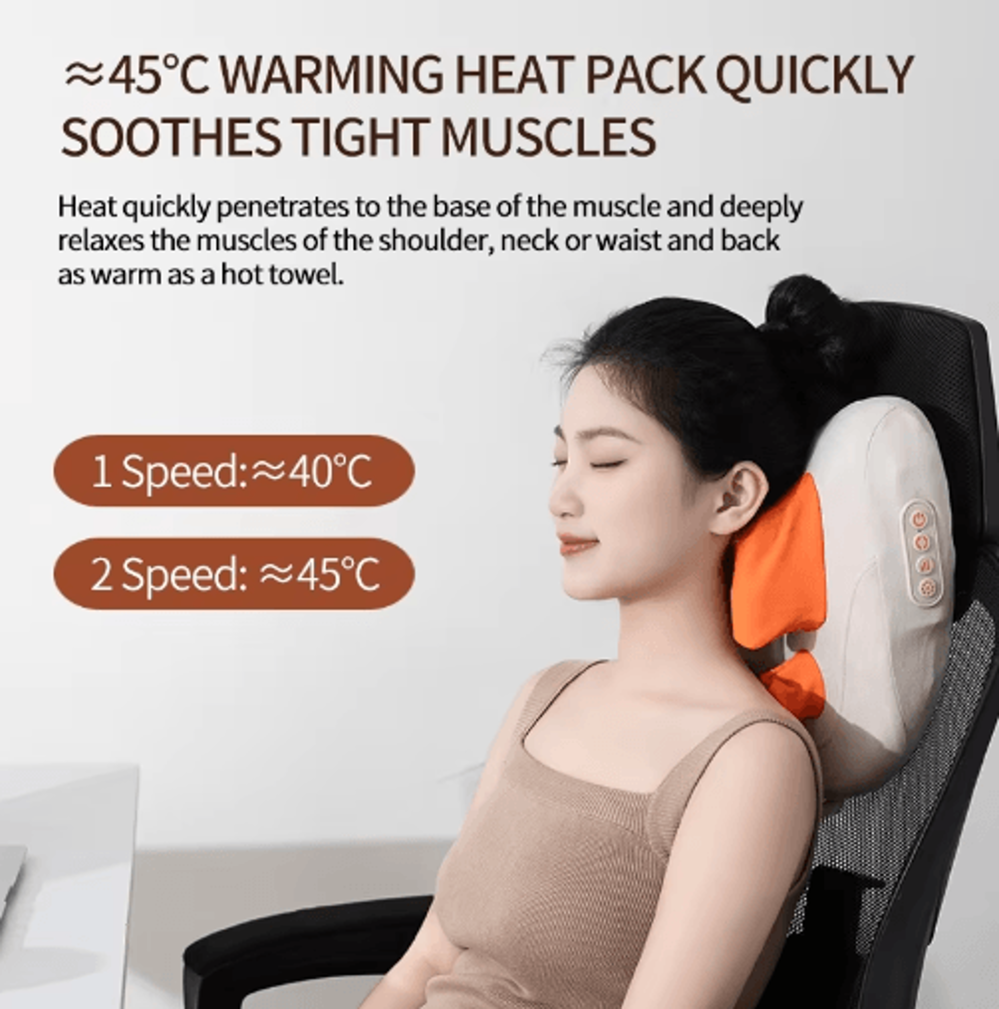 wireless 3d shiatsu trapezius massage pillow with heat – portable neck, shoulder & body massager