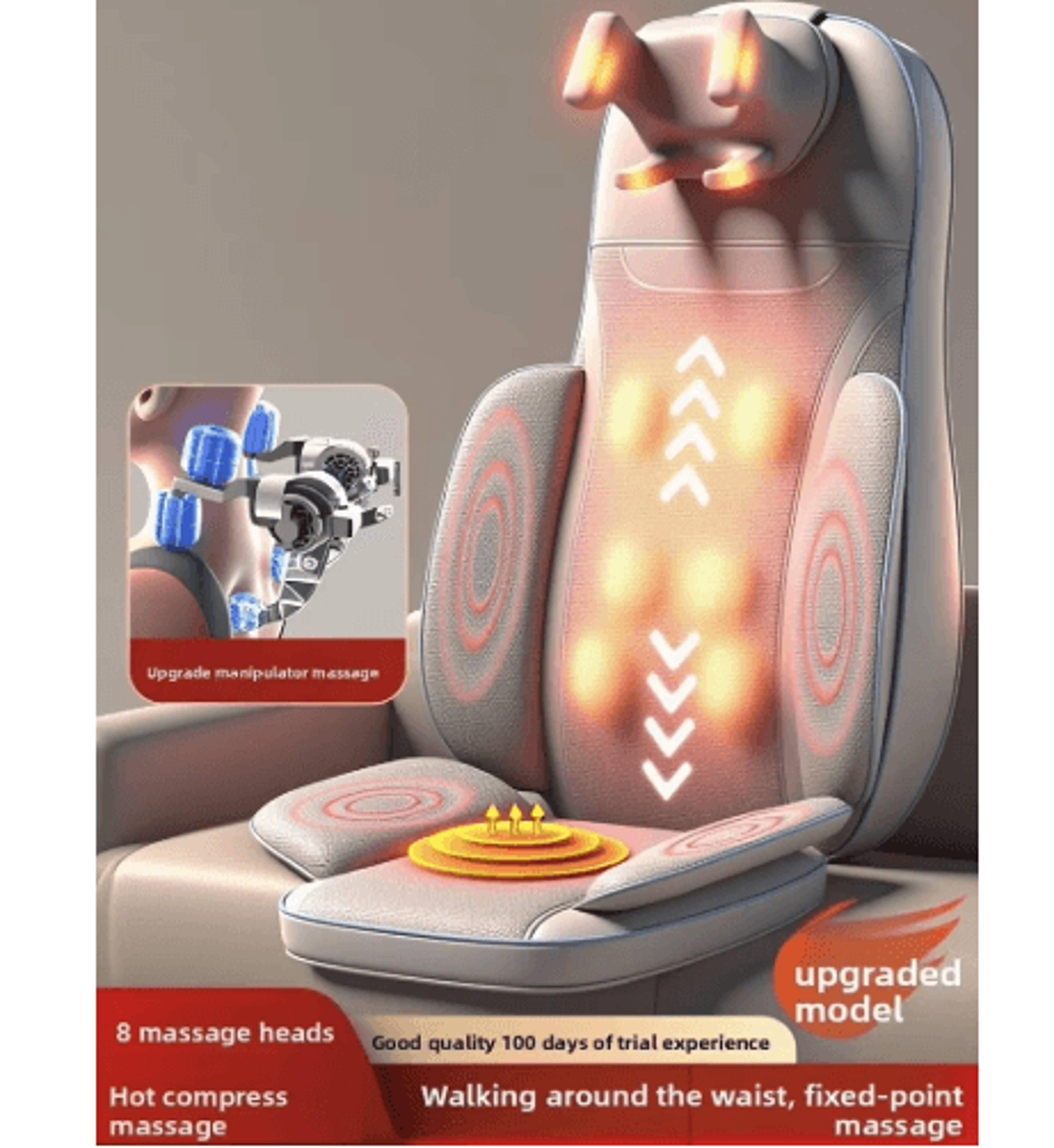 heated shiatsu massage chair cushion – electric back, waist & neck massager with 5 vibration modes