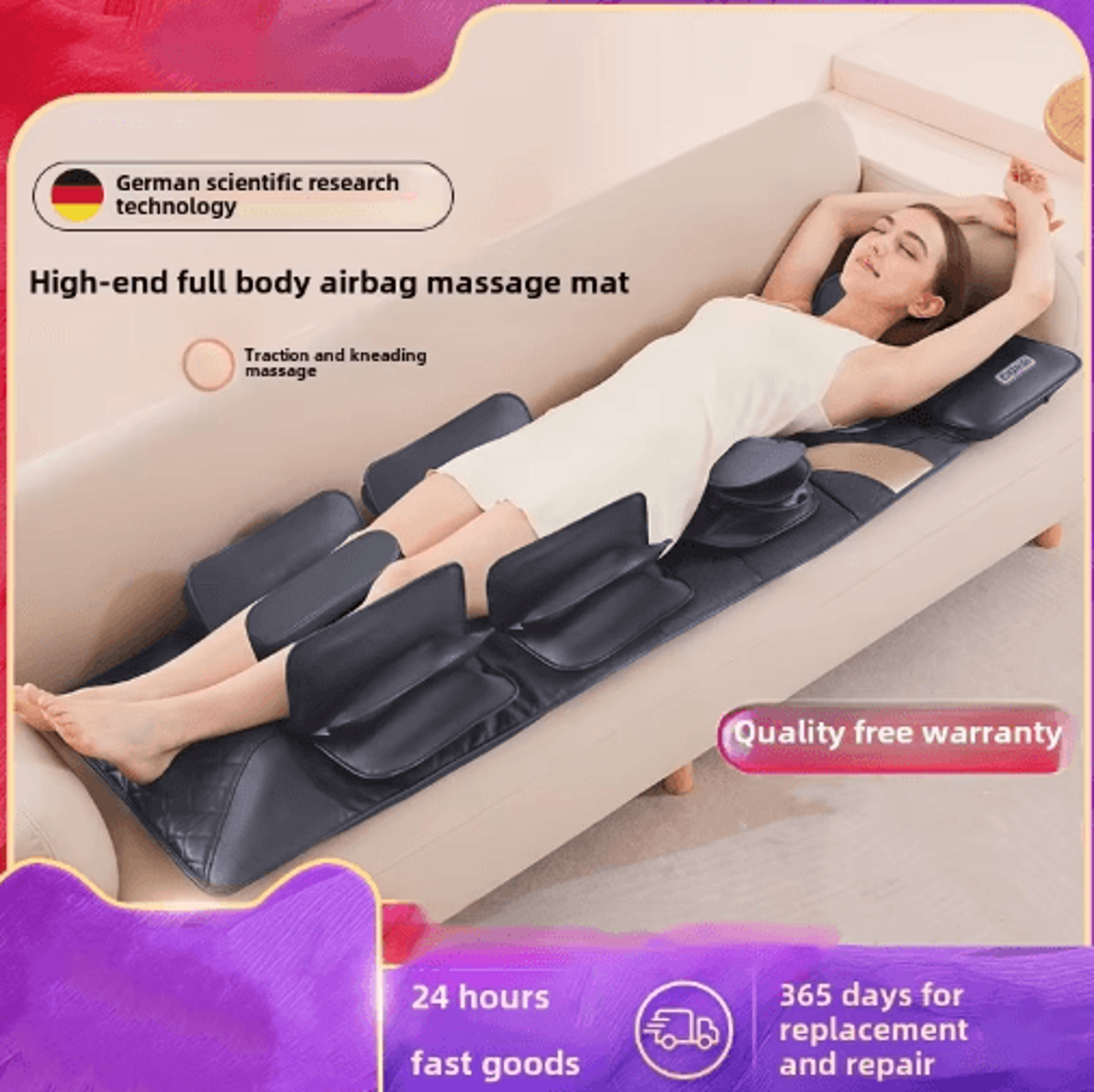 full body heated massage mat with neck massager, air compression & lumbar traction