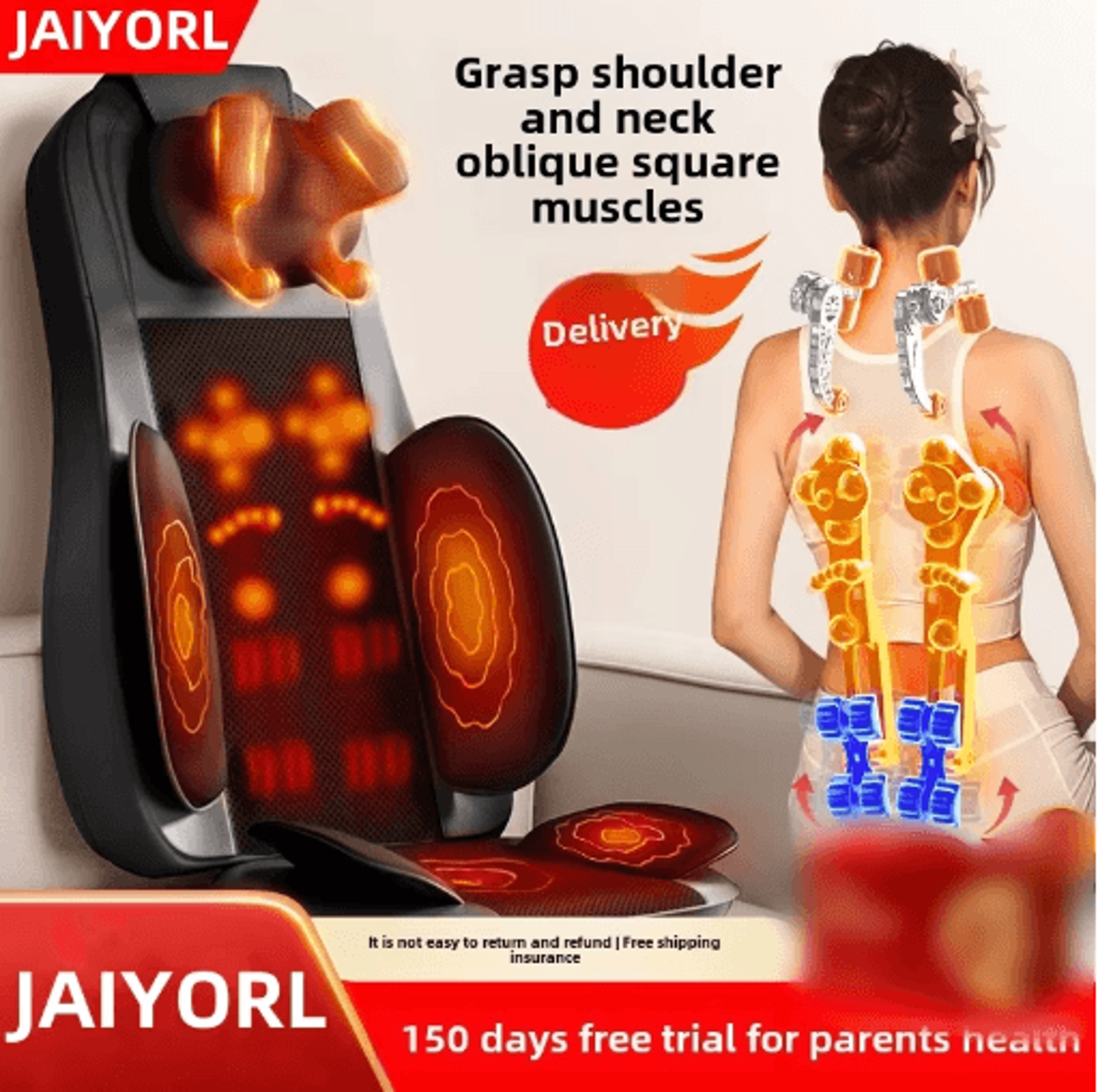 upgraded full body massage chair cushion with shiatsu neck, back & waist massage