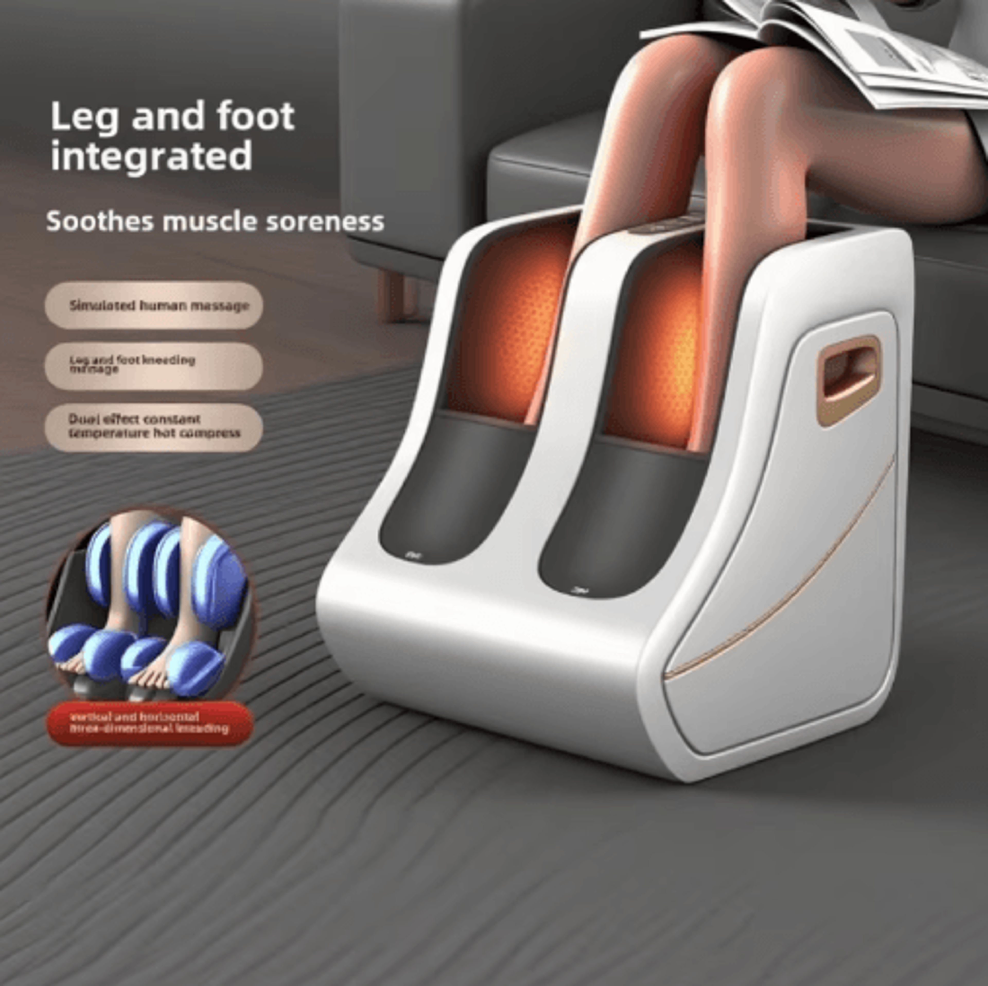 foot & calf massager with heat, shiatsu deep kneading & air compression