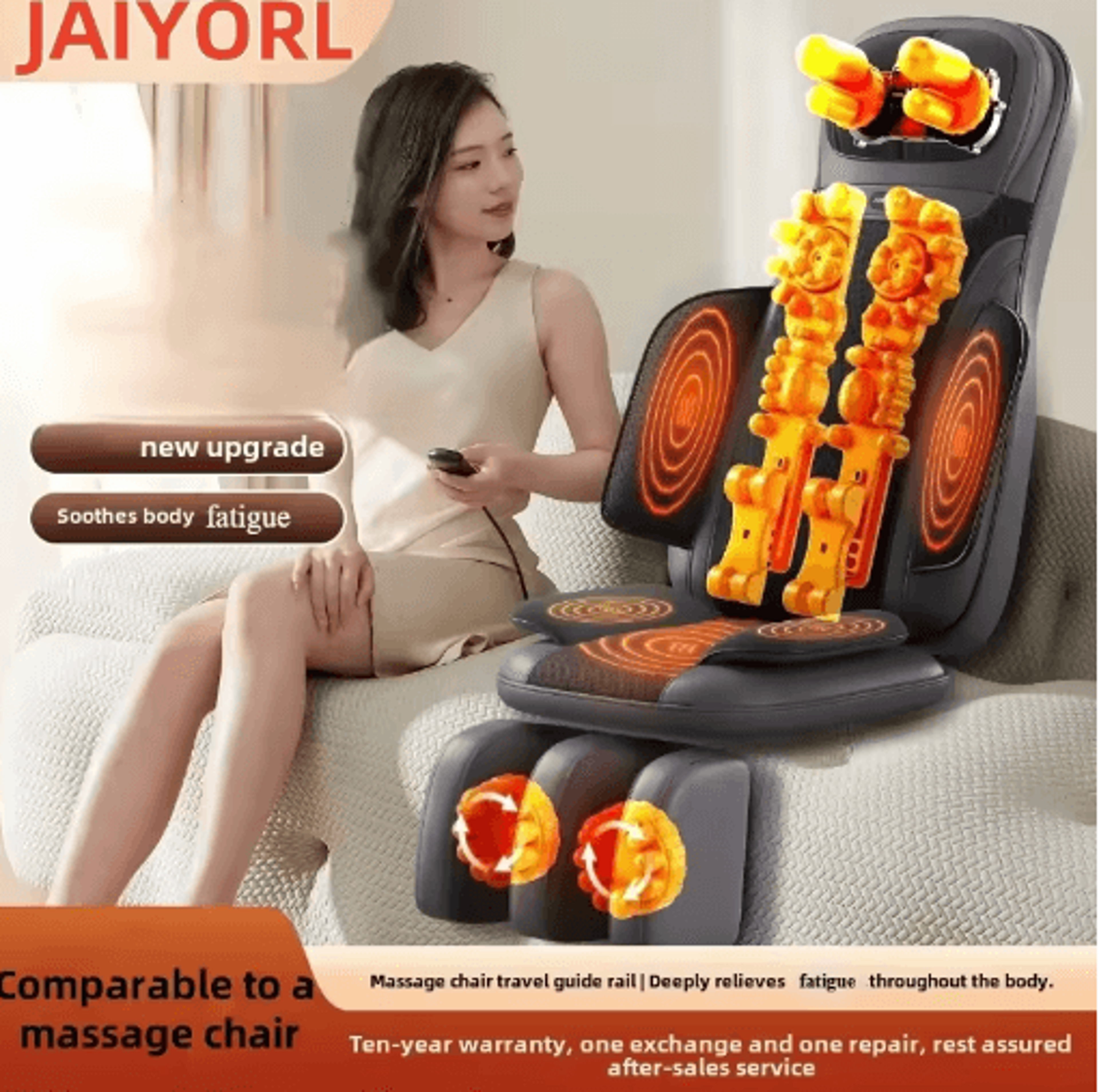 multifunctional full body massage chair cushion with heat, neck & back shiatsu massage