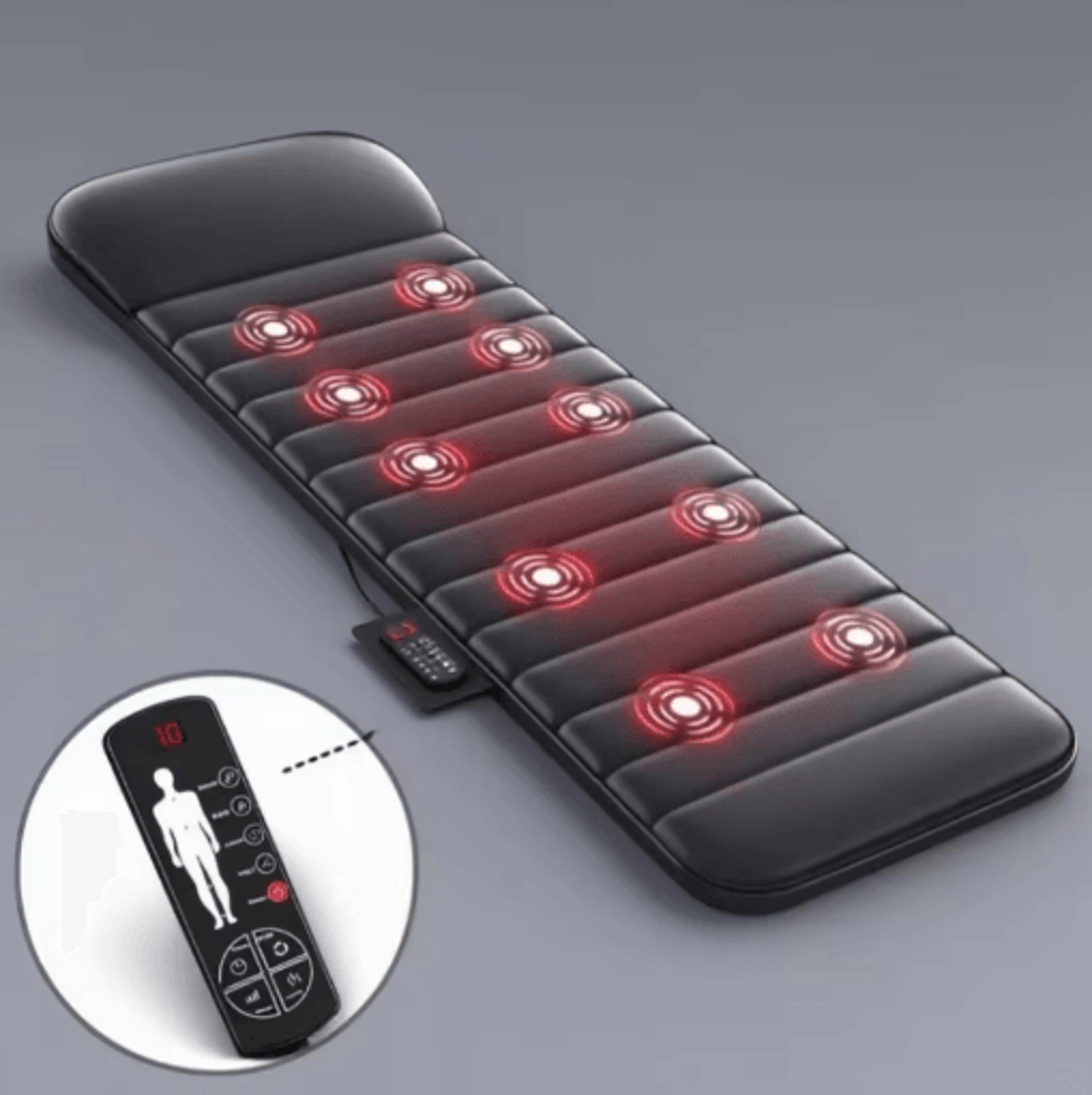 electric full body massage mattress with heat, shiatsu neck massage & lumbar airbag support