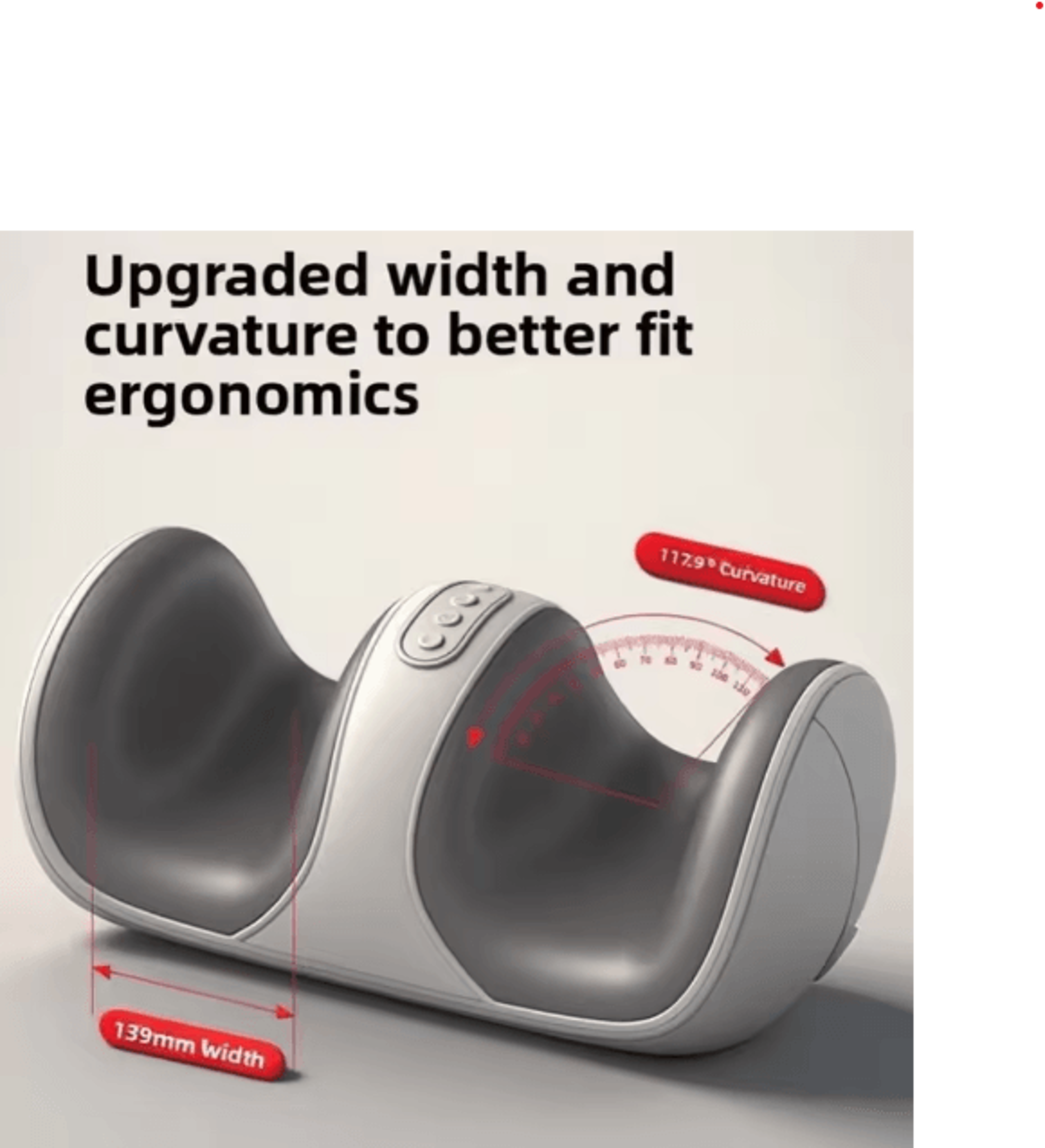 ergonomic electric foot & calf massager with heat, shiatsu kneading & air compression