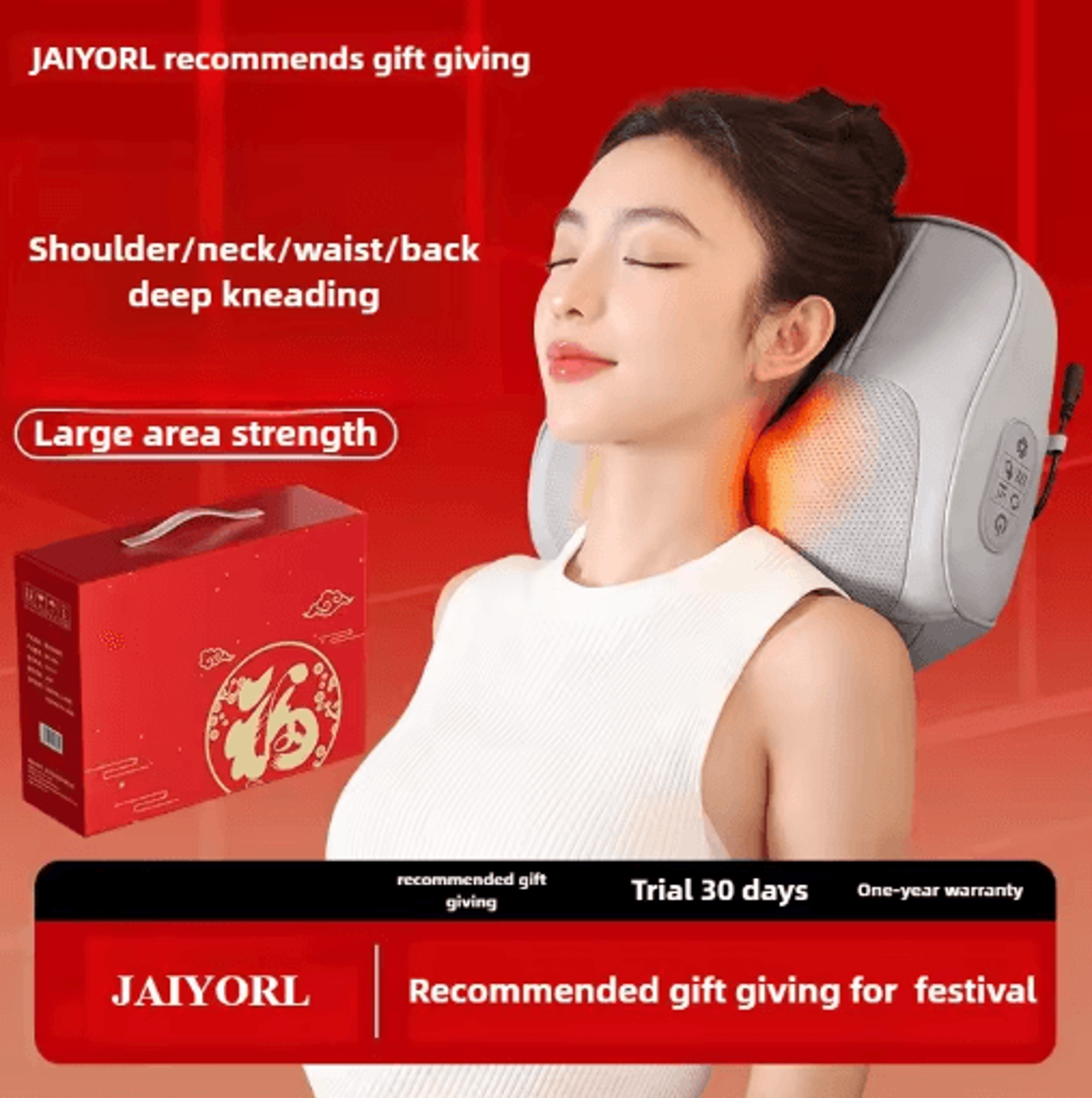electric shiatsu neck massage pillow with heat & airbag stretching for neck, back & waist