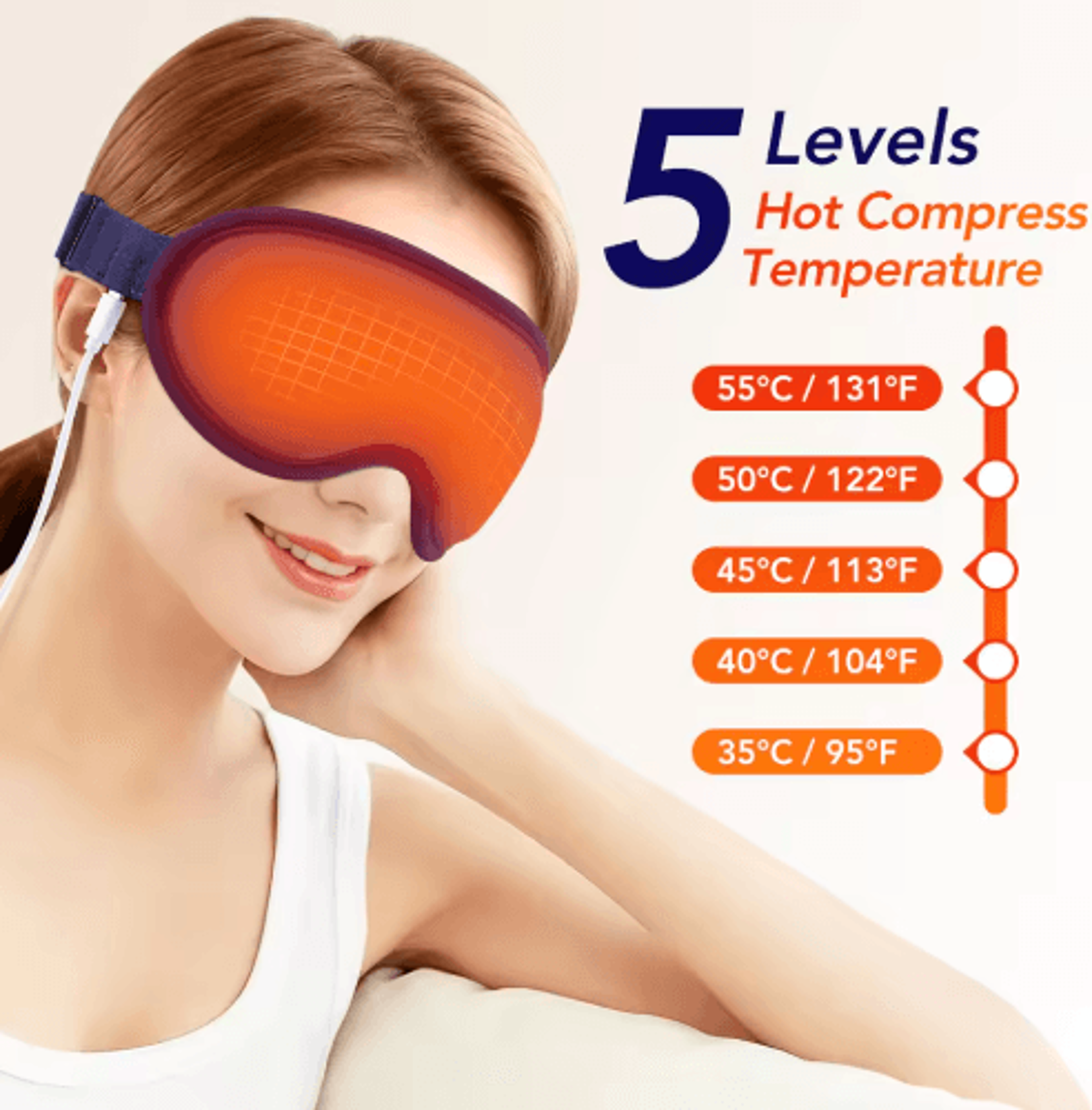 electric heated eye mask with vibration massage & adjustable temperature