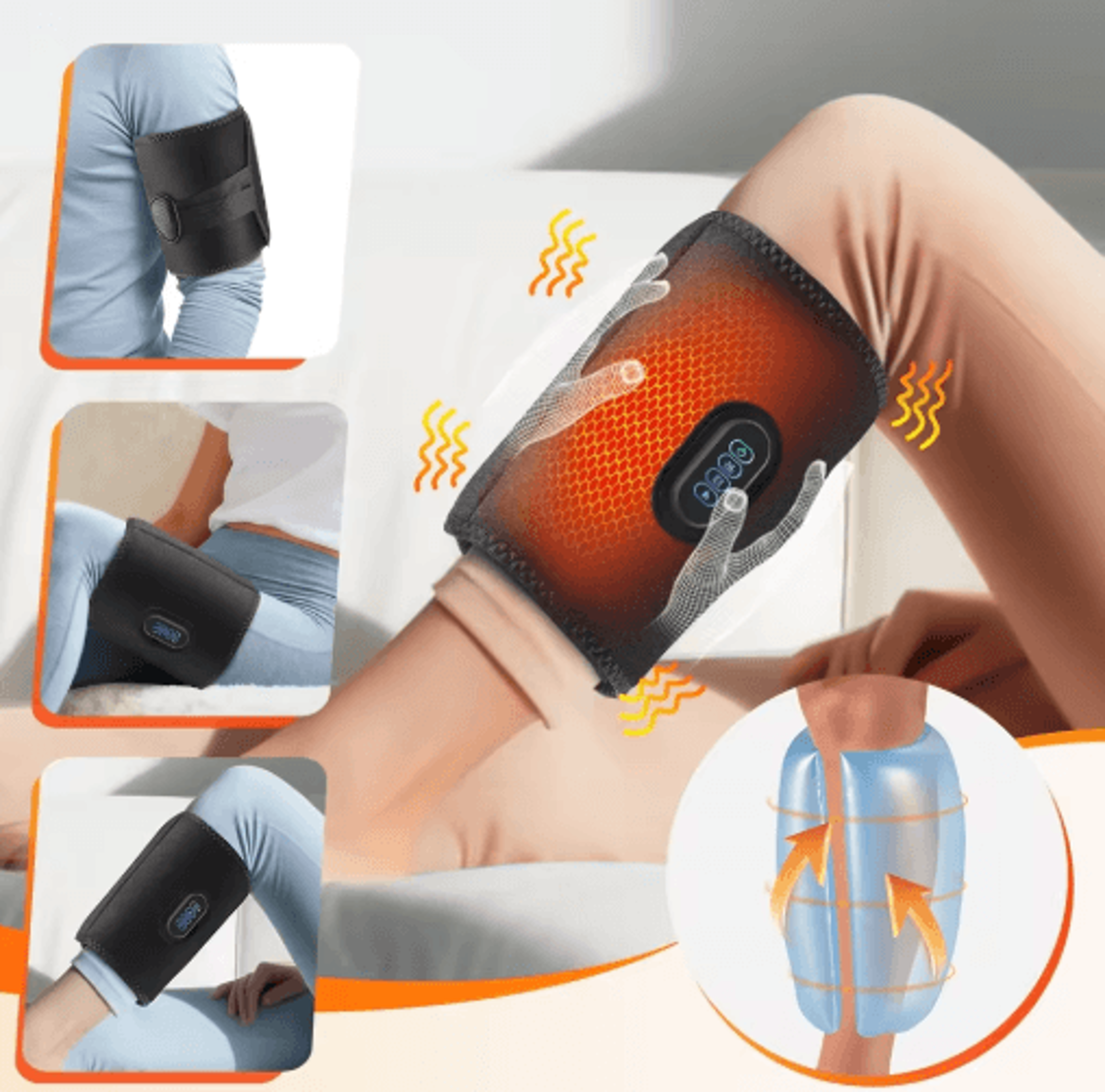wireless air compression calf massager with heat, vibration & rechargeable design