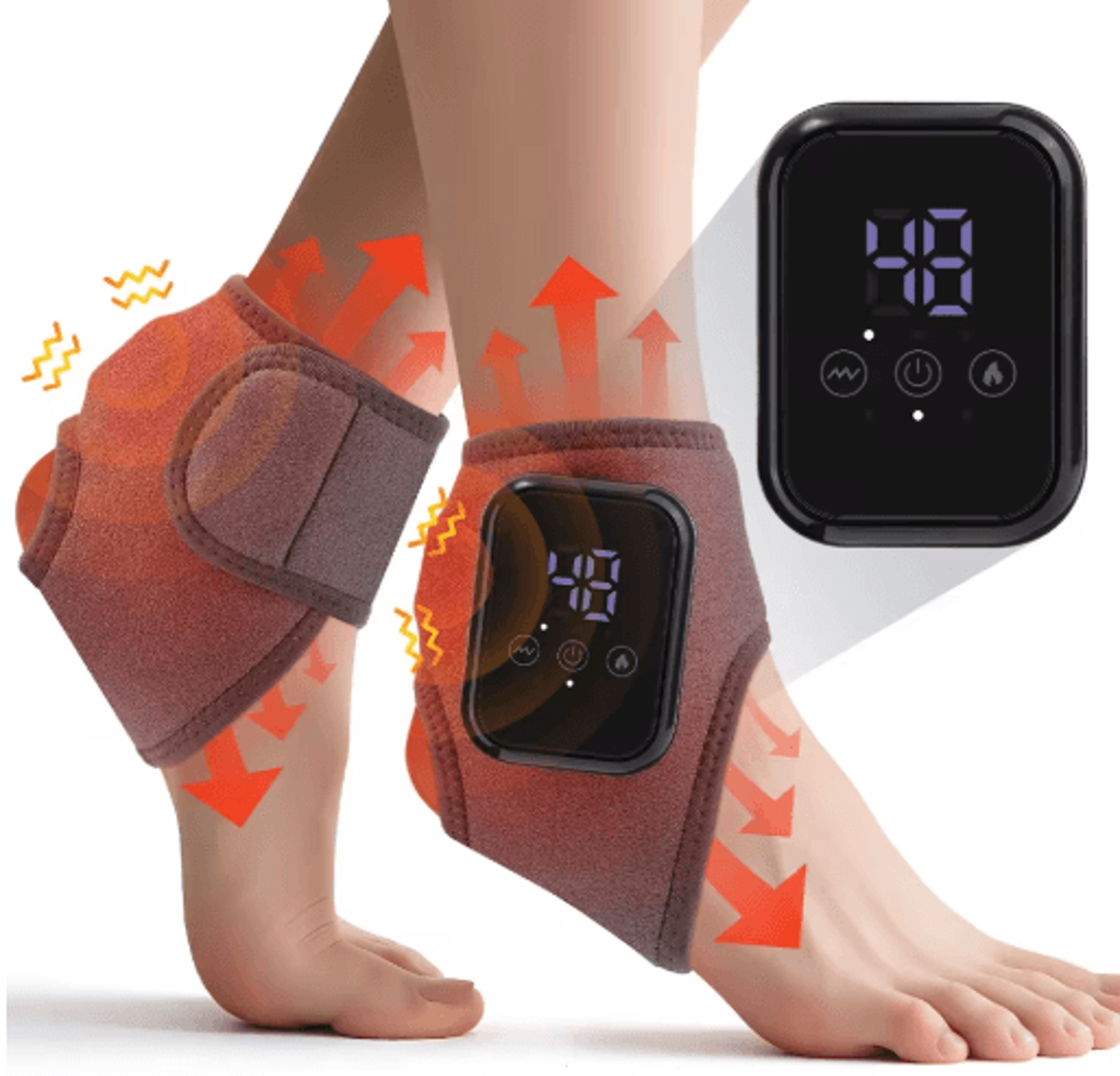 cordless heated ankle massager brace with vibration & adjustable warmth