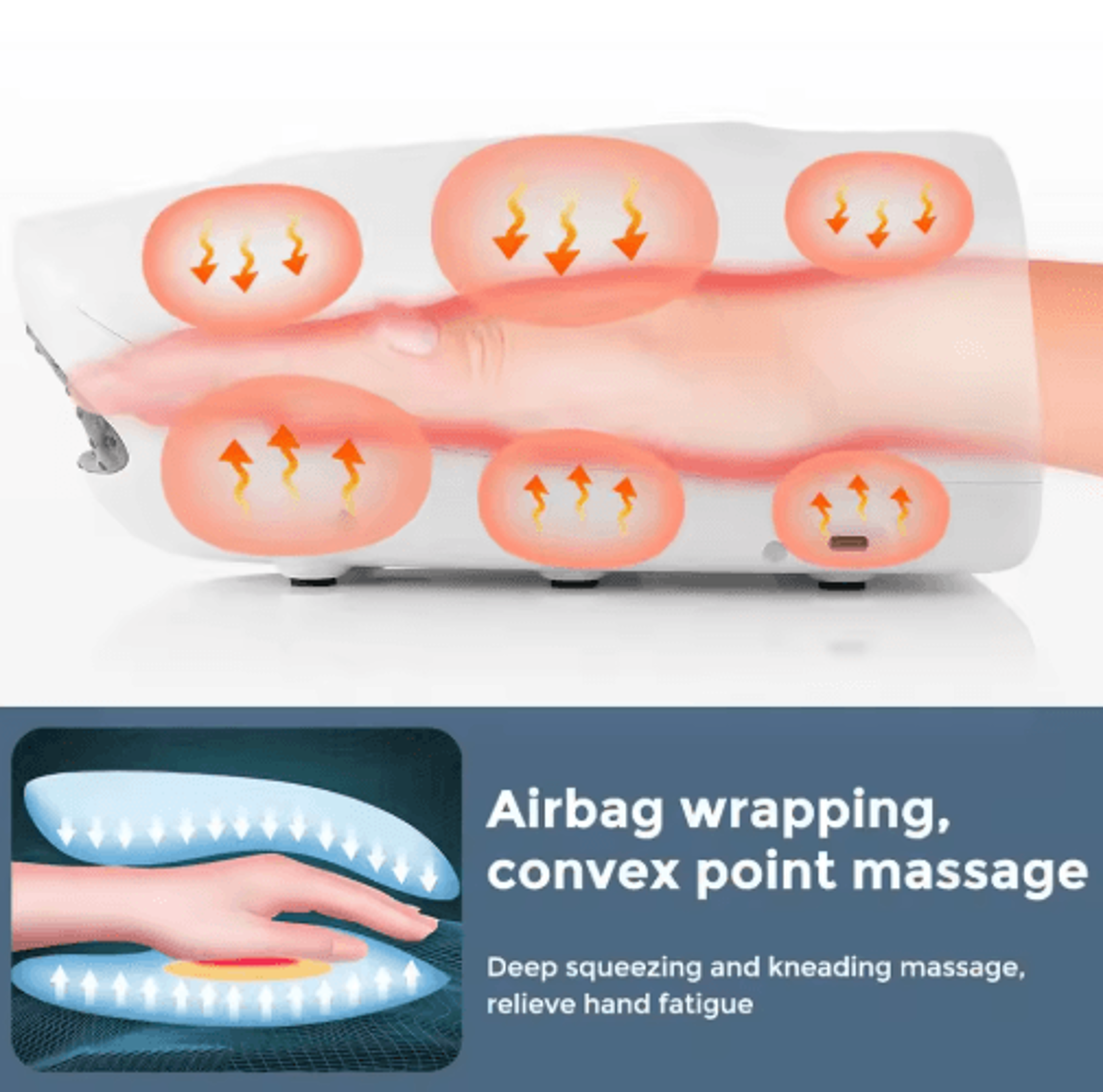 cordless air compression hand massager with heat for finger & palm relaxation