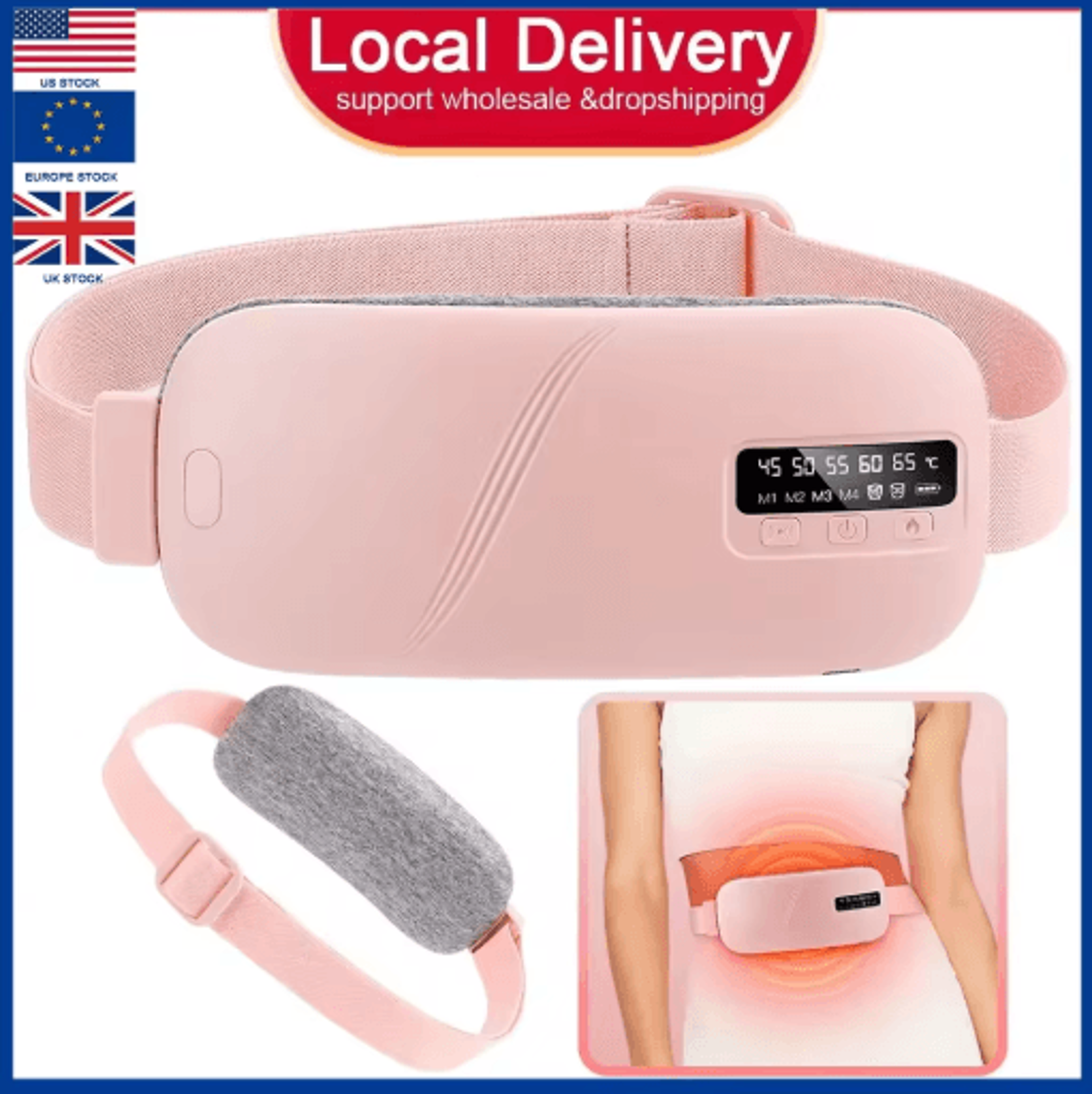 electric heated abdominal massager belt with 5 heat levels & vibration for waist comfort