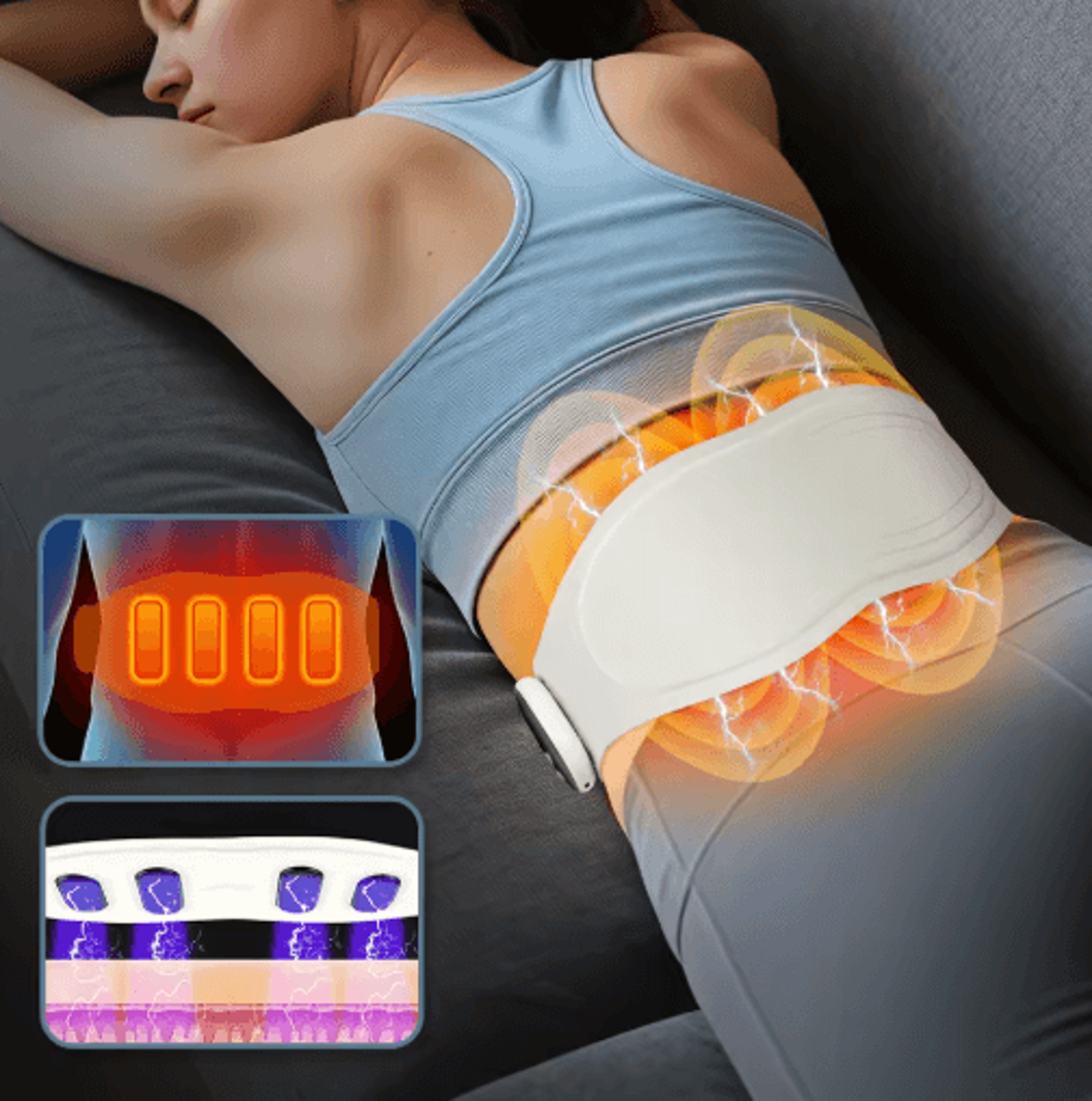 electric ems heated waist massager belt with 8 massage modes & 19 intensity levels