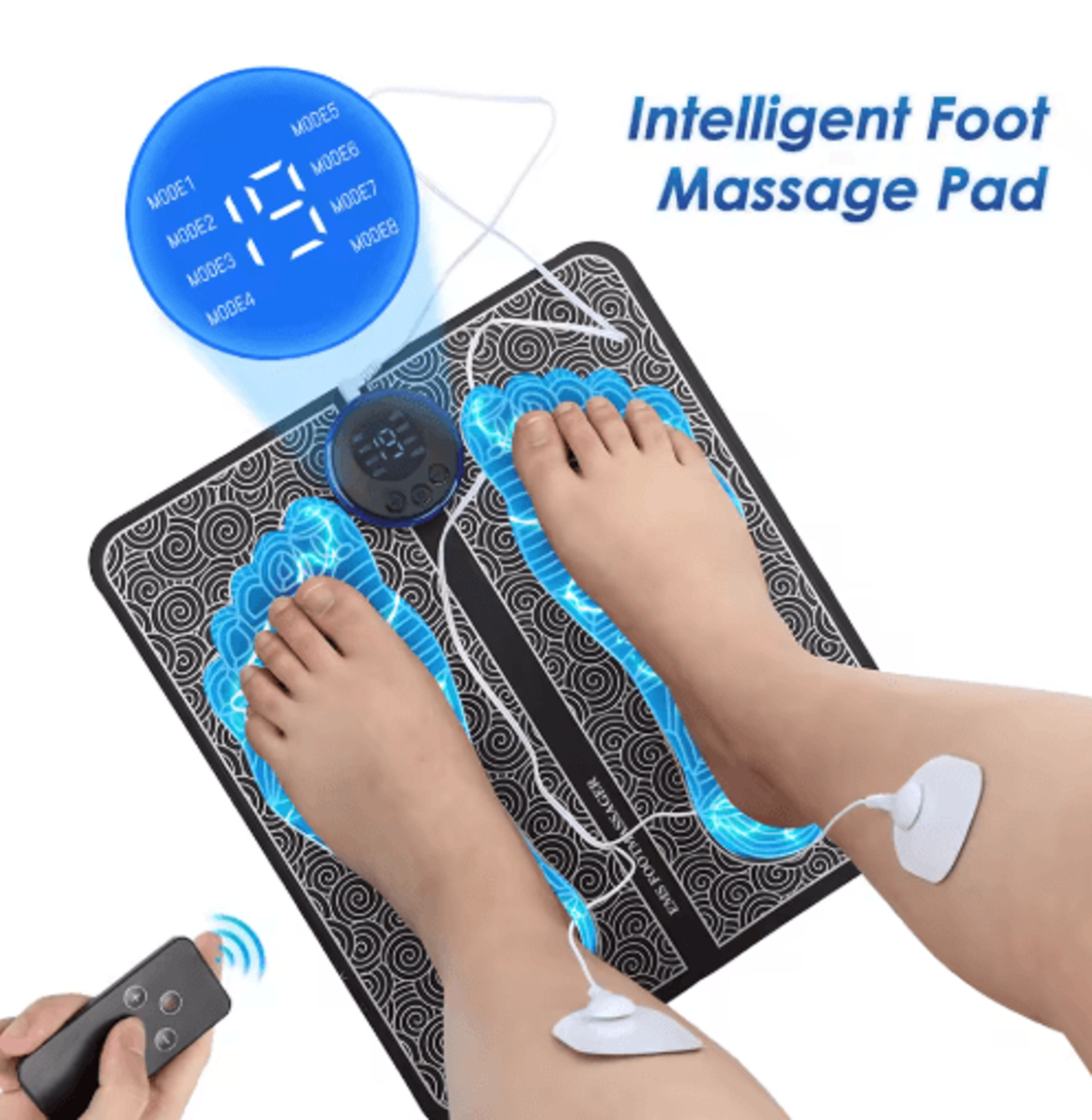 electric tens foot massager mat with remote control & 2 electrode pad sets