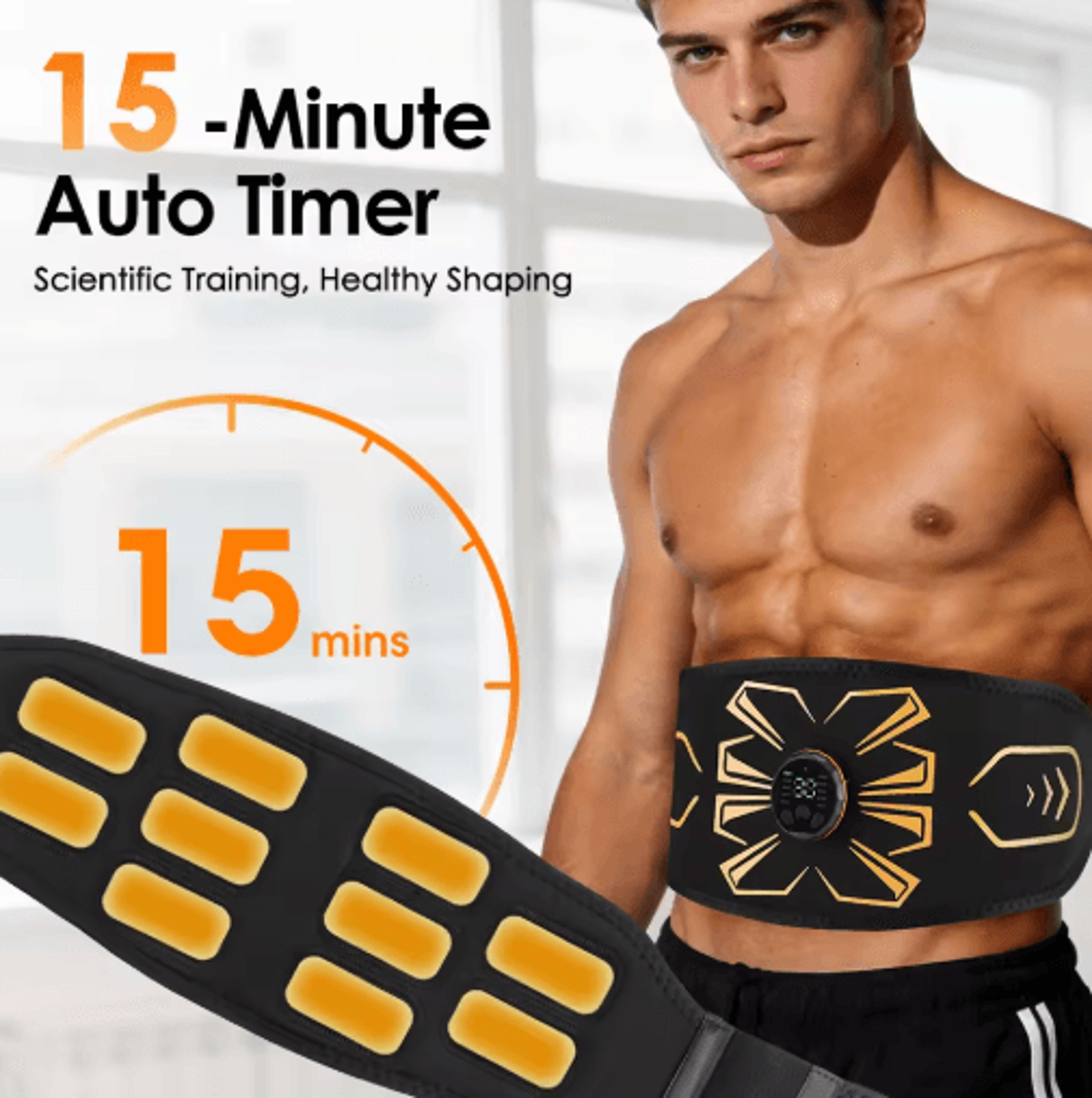 ems muscle stimulator belt with 10 electrodes, 10 modes & 30 intensity levels