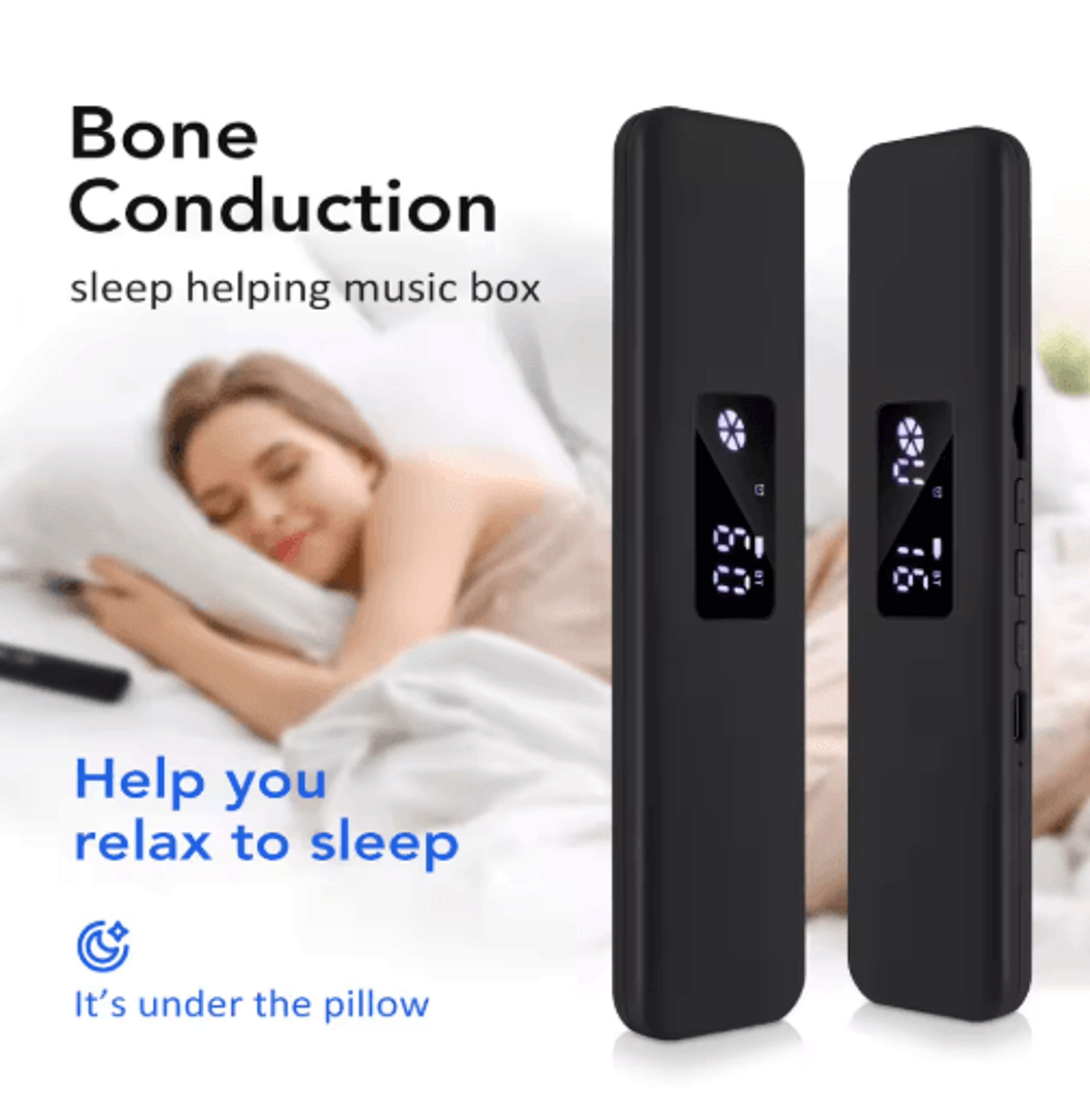 bone conduction sleep aid speaker with white noise, bluetooth & led display